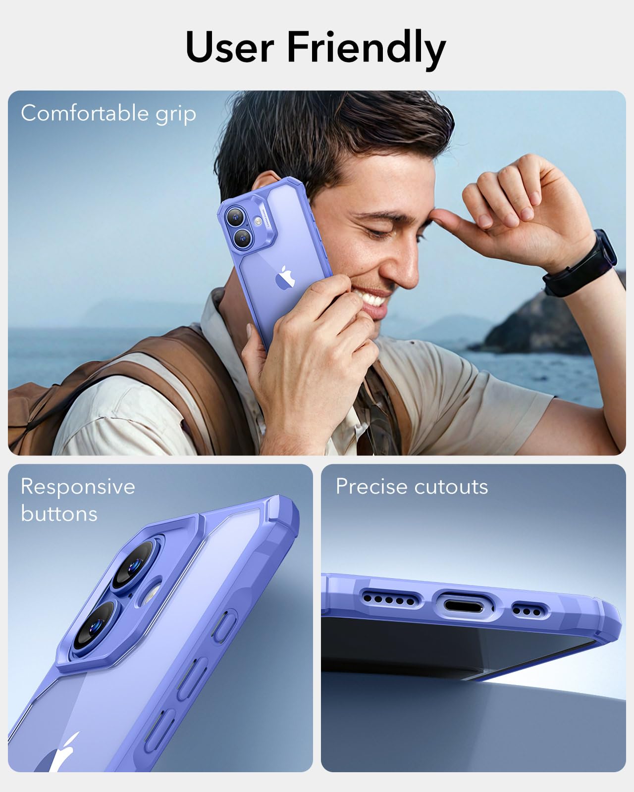 Foto 8 pulgar | Funda De Teléfono Esr Air Armor Series Para Iphone 16, Azul Transparente - Venta Internacional.