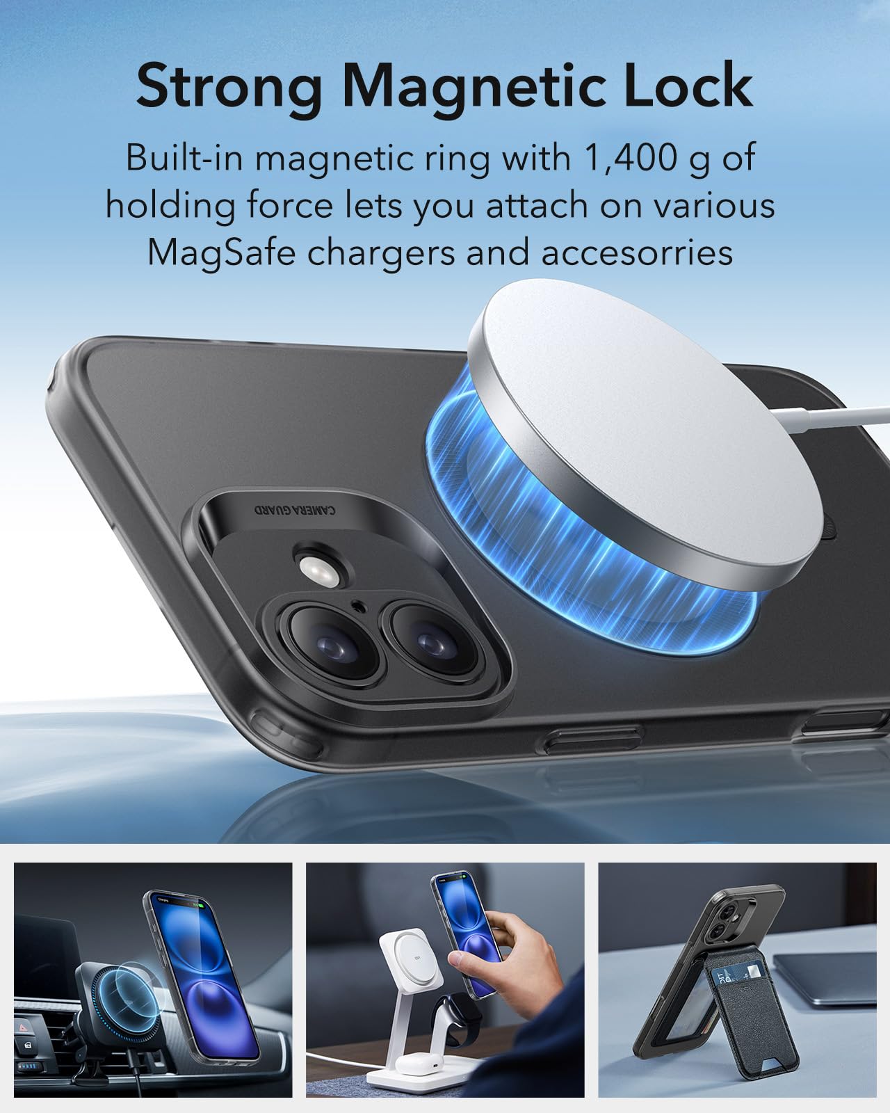Foto 6 pulgar | Funda De Teléfono Esr Para Iphone 16 Compatible Con Magsafe Frosted Black - Venta Internacional.