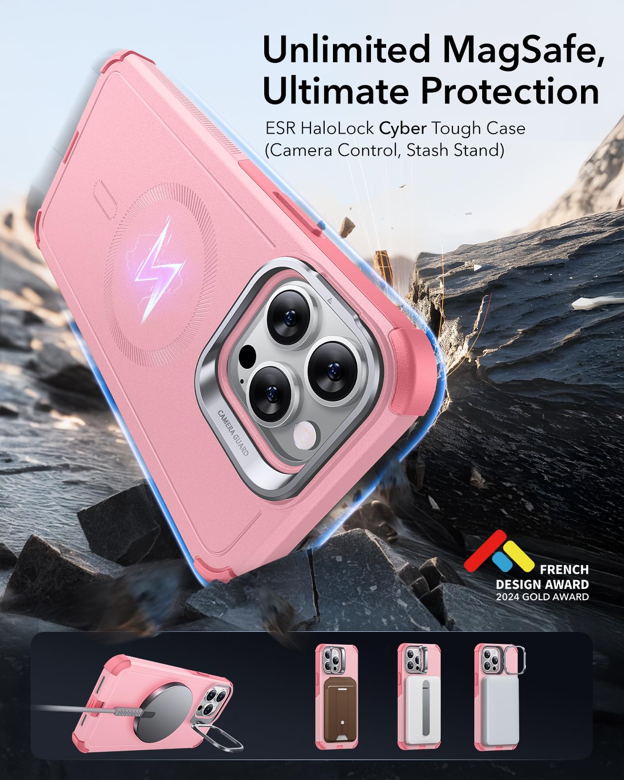 Foto 3 pulgar | Funda De Teléfono Esr Para Iphone 13 Pro Con Soporte De 7 M, Color Rosa - Venta Internacional.
