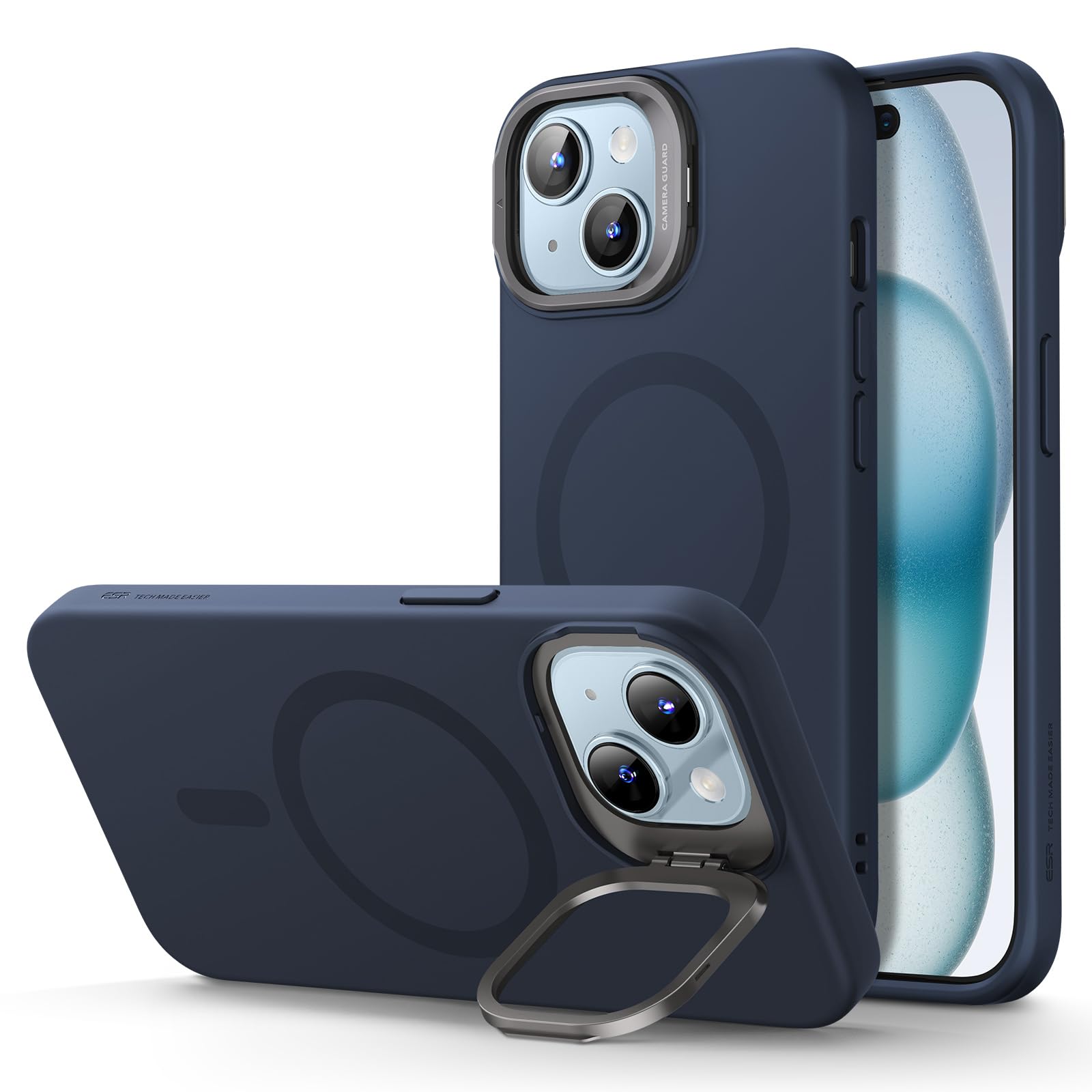 Funda Esr Para Iphone 15 Plus Con Soporte Magsafe Azul Oscuro - Venta Internacional.