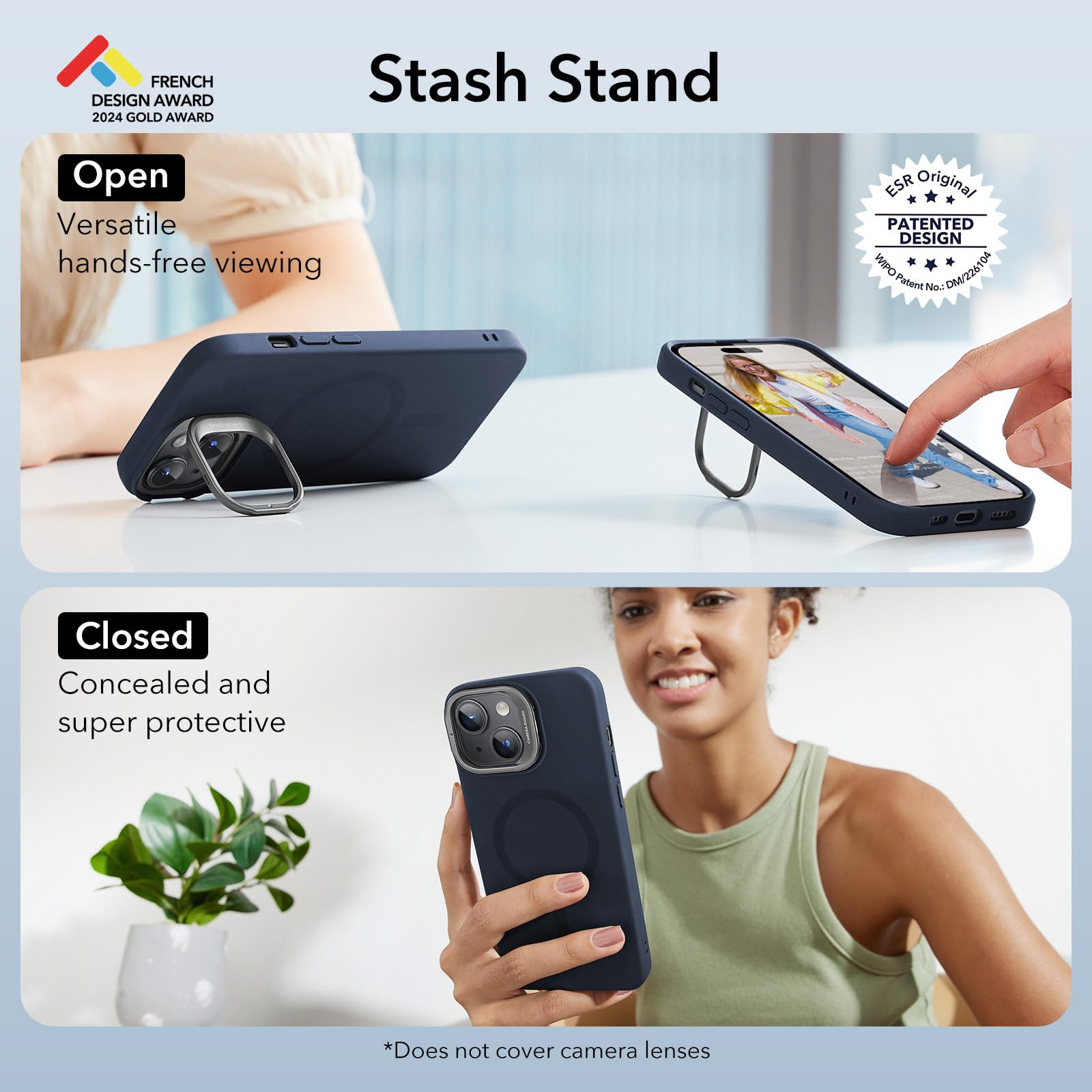 Foto 4 pulgar | Funda Esr Para Iphone 15 Plus Con Soporte Magsafe Azul Oscuro - Venta Internacional.