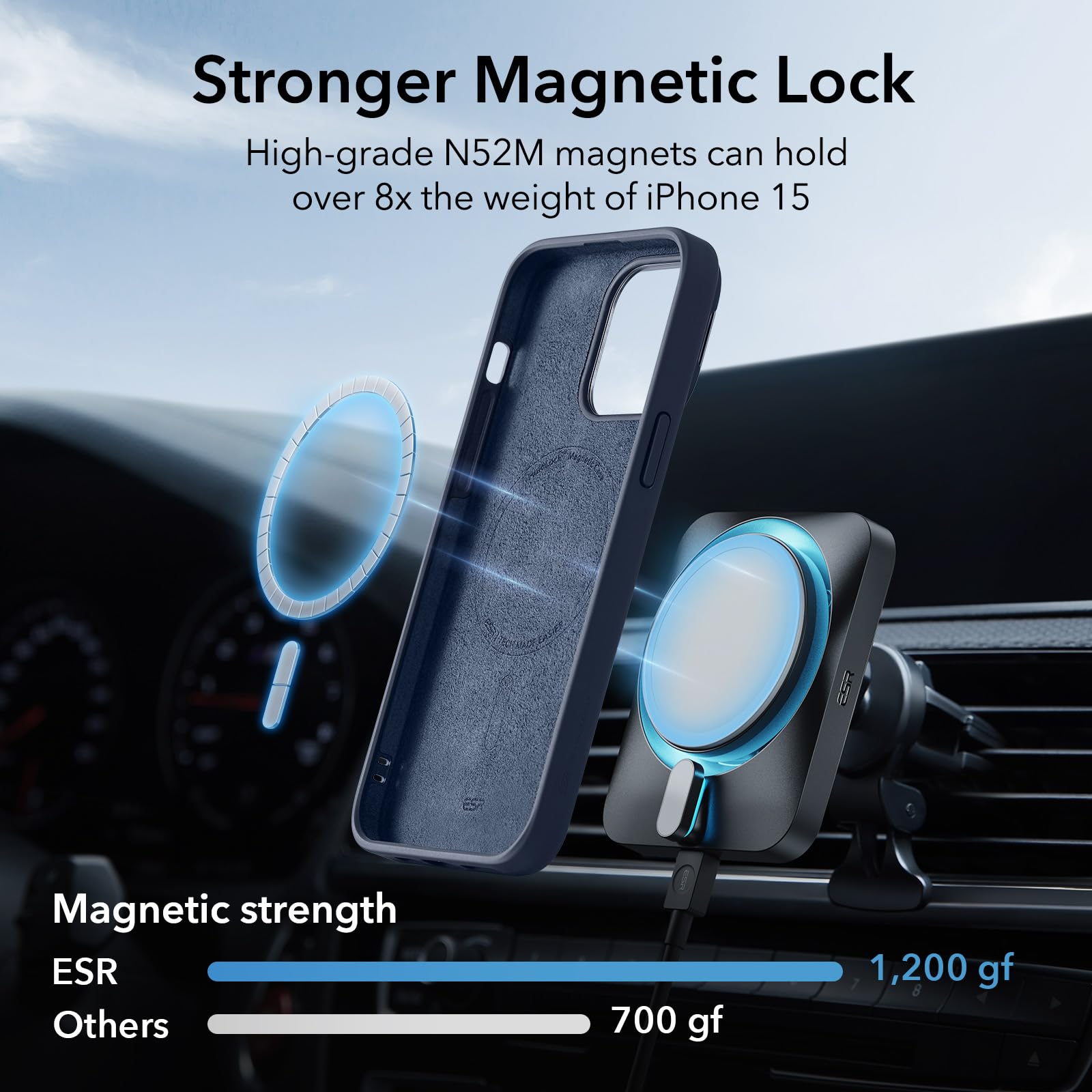 Foto 5 pulgar | Funda Esr Para Iphone 15 Plus Con Soporte Magsafe Azul Oscuro - Venta Internacional.