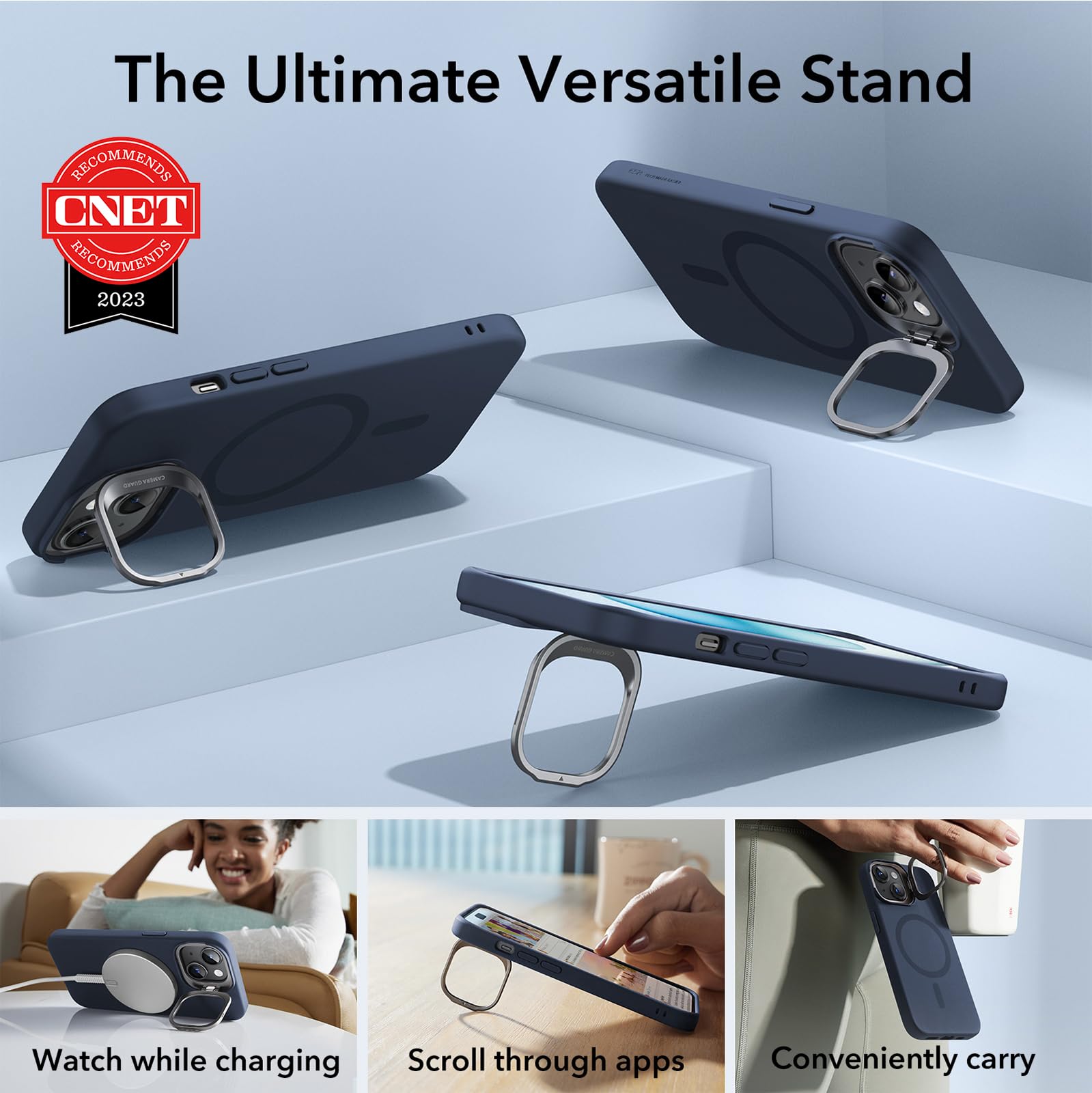 Foto 6 pulgar | Funda Esr Para Iphone 15 Plus Con Soporte Magsafe Azul Oscuro - Venta Internacional.