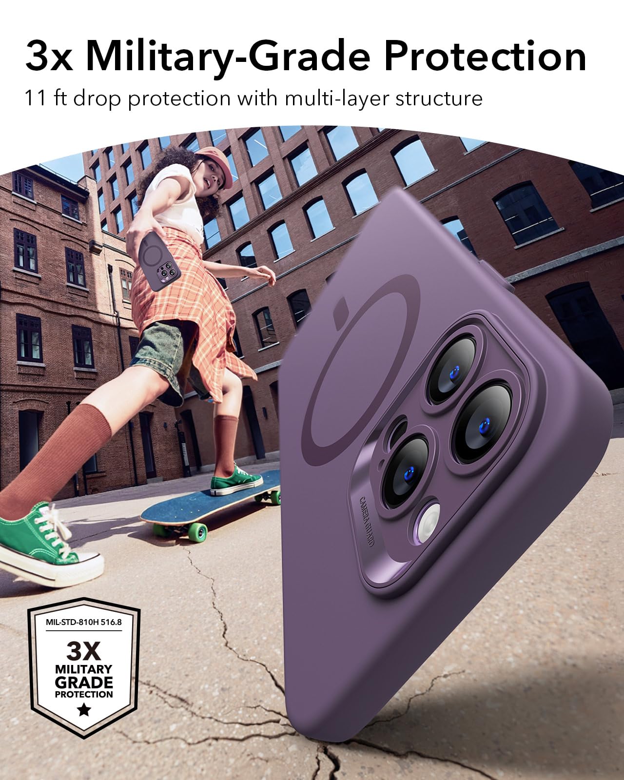 Foto 4 pulgar | Funda De Teléfono Esr Para Iphone 14 Pro Con Silicona Morada Magsafe - Venta Internacional.