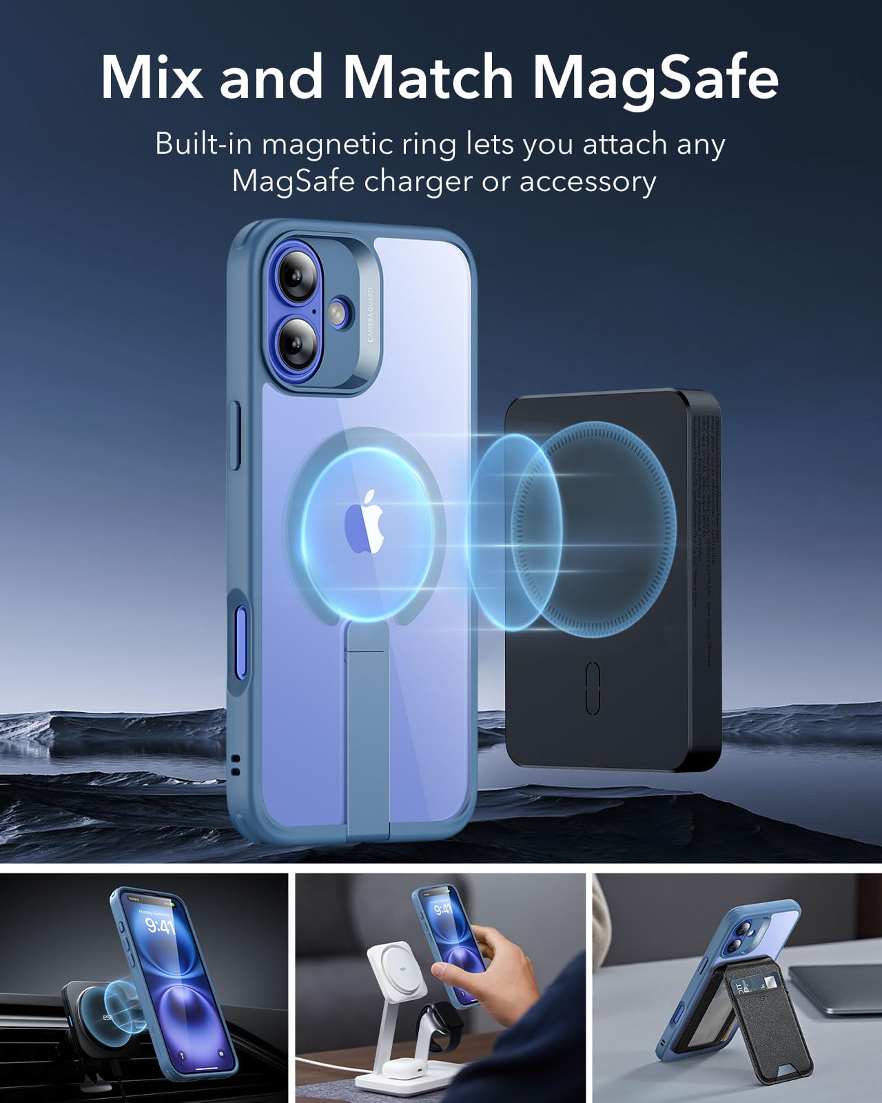 Foto 7 pulgar | Funda De Teléfono Esr Boost Series Con Soporte Para Iphone 16 Plus - Venta Internacional.