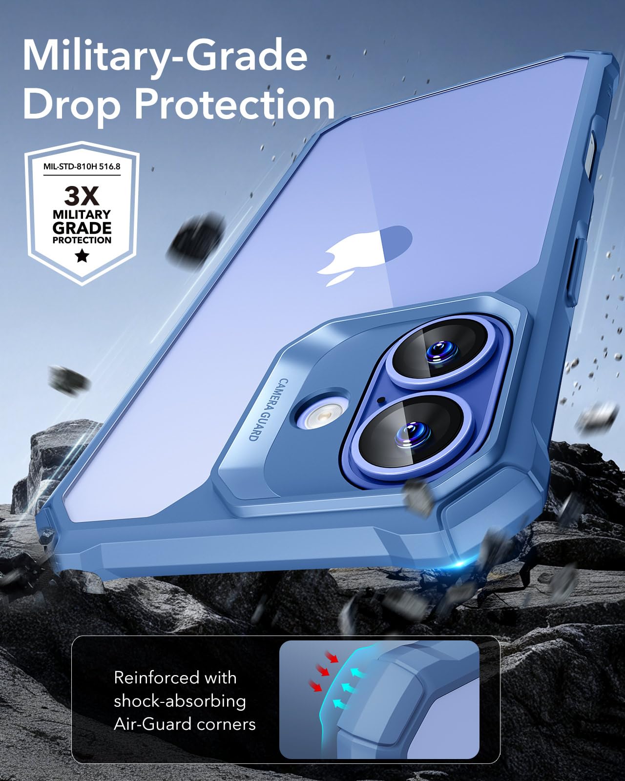 Foto 4 pulgar | Funda De Teléfono Esr Air Armor Series Para Iphone 16, Azul Transparente - Venta Internacional.