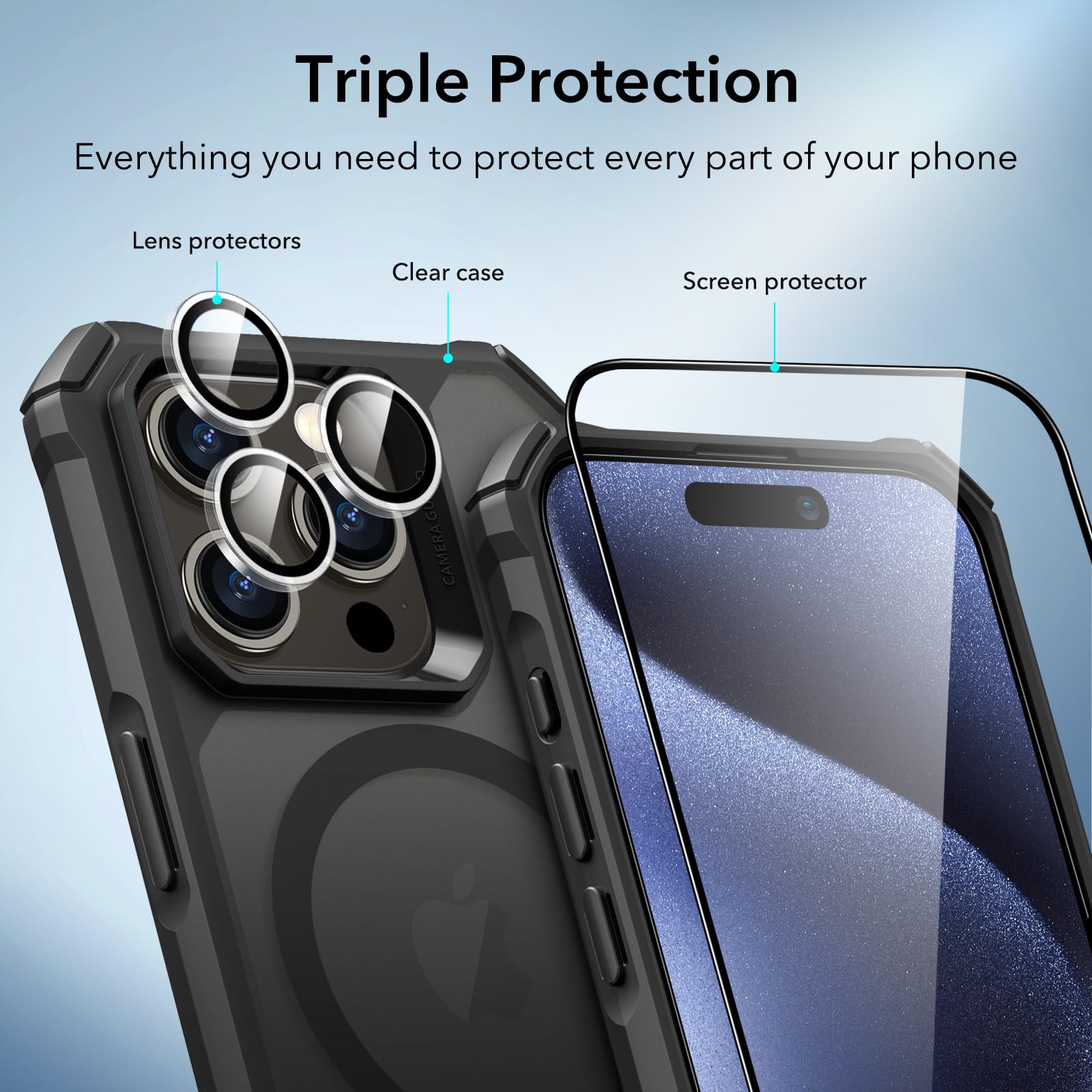 Foto 7 | Funda De Teléfono Esr Para Iphone 15 Pro Max Con Protectores De Pantalla - Venta Internacional.