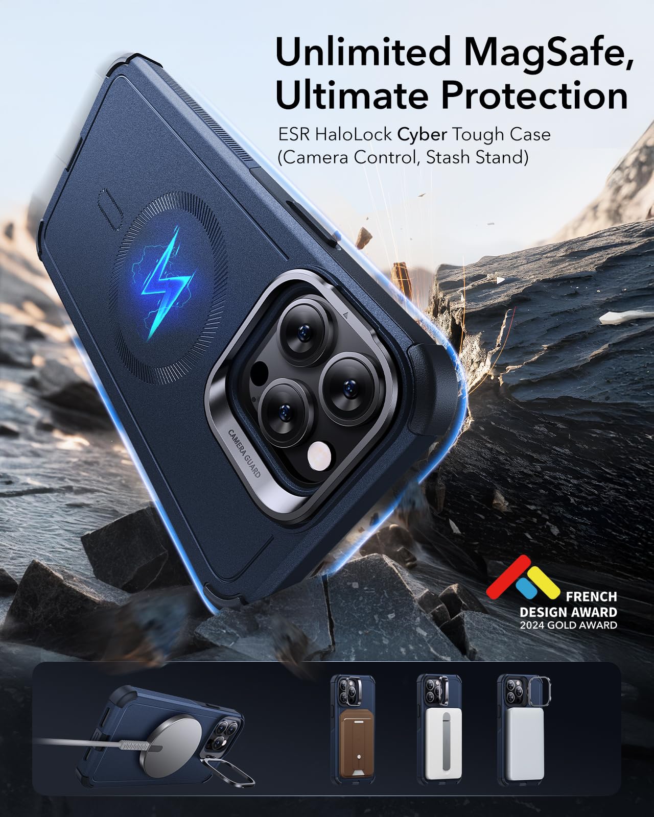 Foto 3 pulgar | Funda De Teléfono Esr Cyber Series Con Soporte Para Iphone 13 Pro Max B - Venta Internacional.