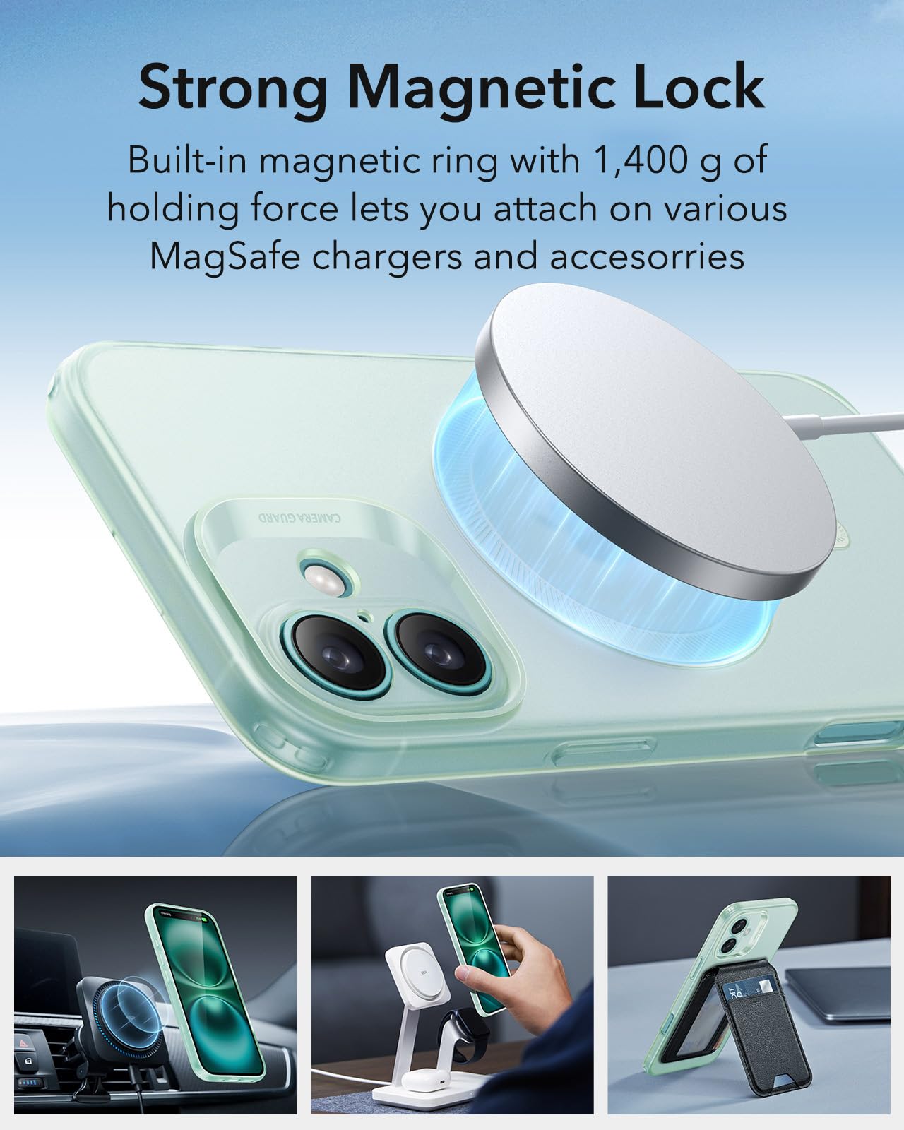 Foto 6 pulgar | Funda De Teléfono Esr Para Iphone 16, Compatible Con Magsafe, Verde - Venta Internacional.