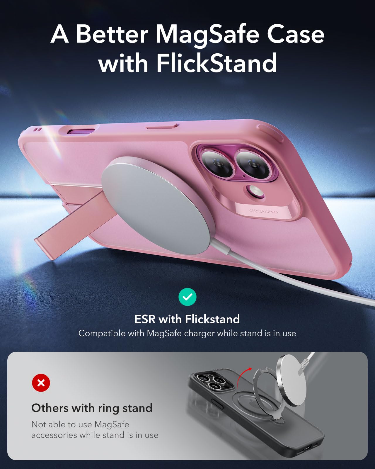 Foto 3 | Funda De Teléfono Esr Boost Series Con Soporte Para Iphone 16 Magsafe Pink - Venta Internacional.