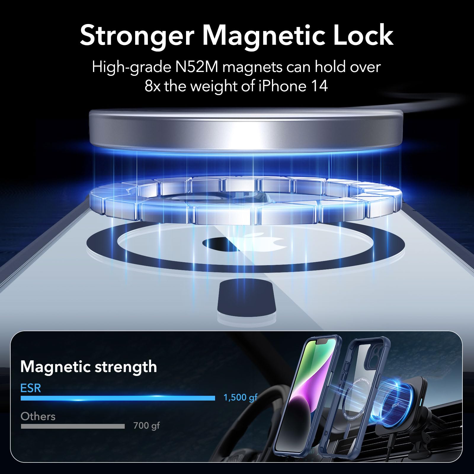 Foto 6 pulgar | Funda Magnética Esr Para Iphone 14 Con Vidrio Templado Azul - Venta Internacional.