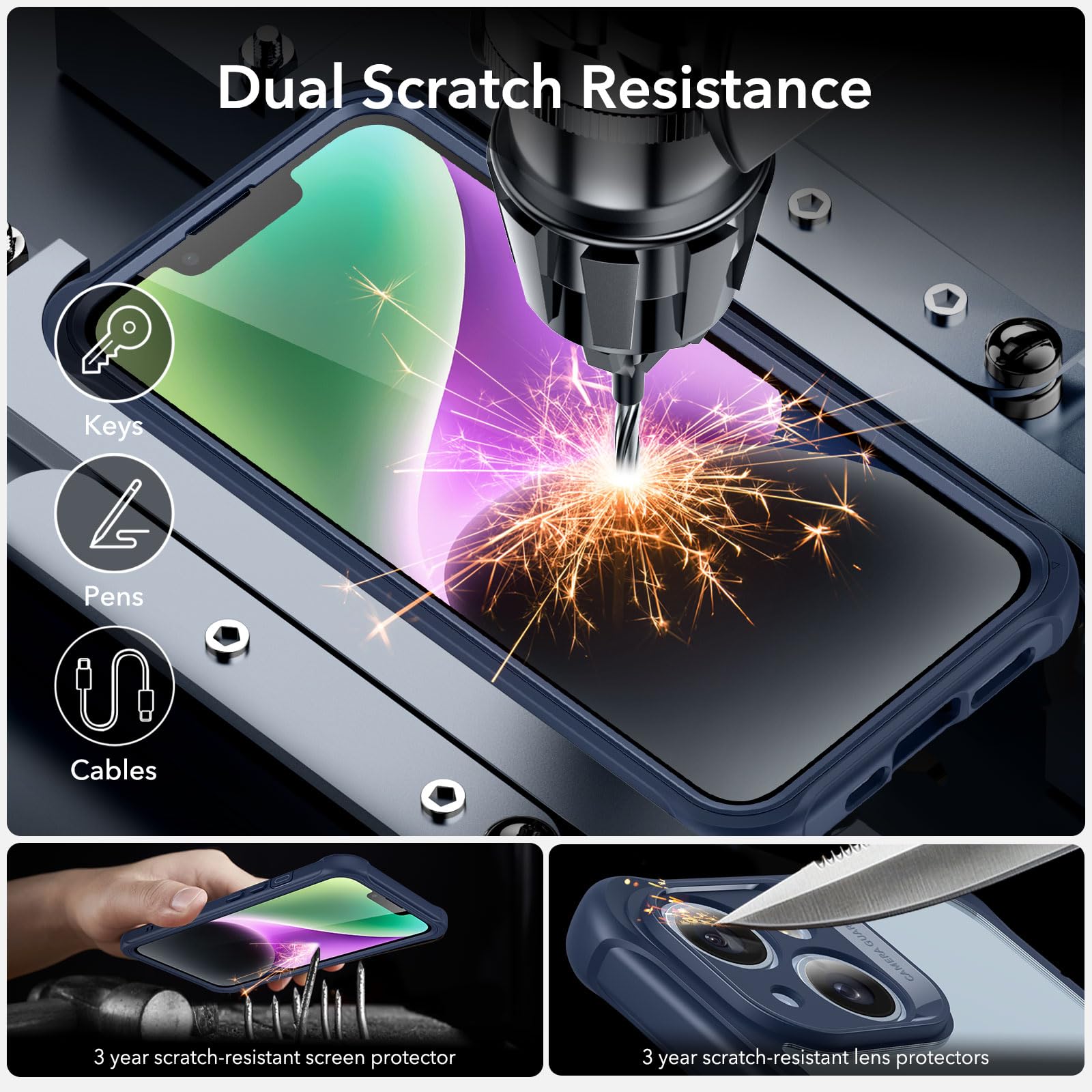 Foto 8 pulgar | Funda Magnética Esr Para Iphone 14 Con Vidrio Templado Azul - Venta Internacional.