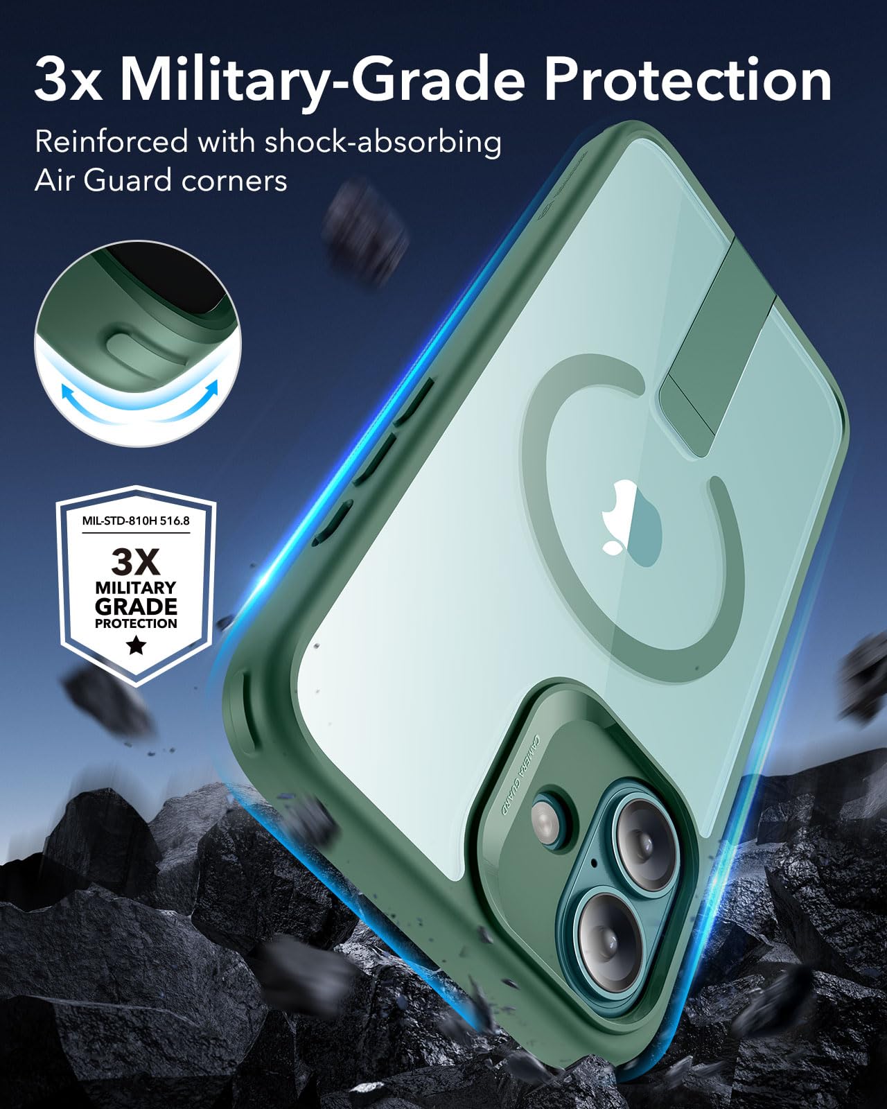 Foto 5 pulgar | Funda Esr Para Iphone 16 Con Soporte Magsafe, Color Verde Transparente - Venta Internacional.