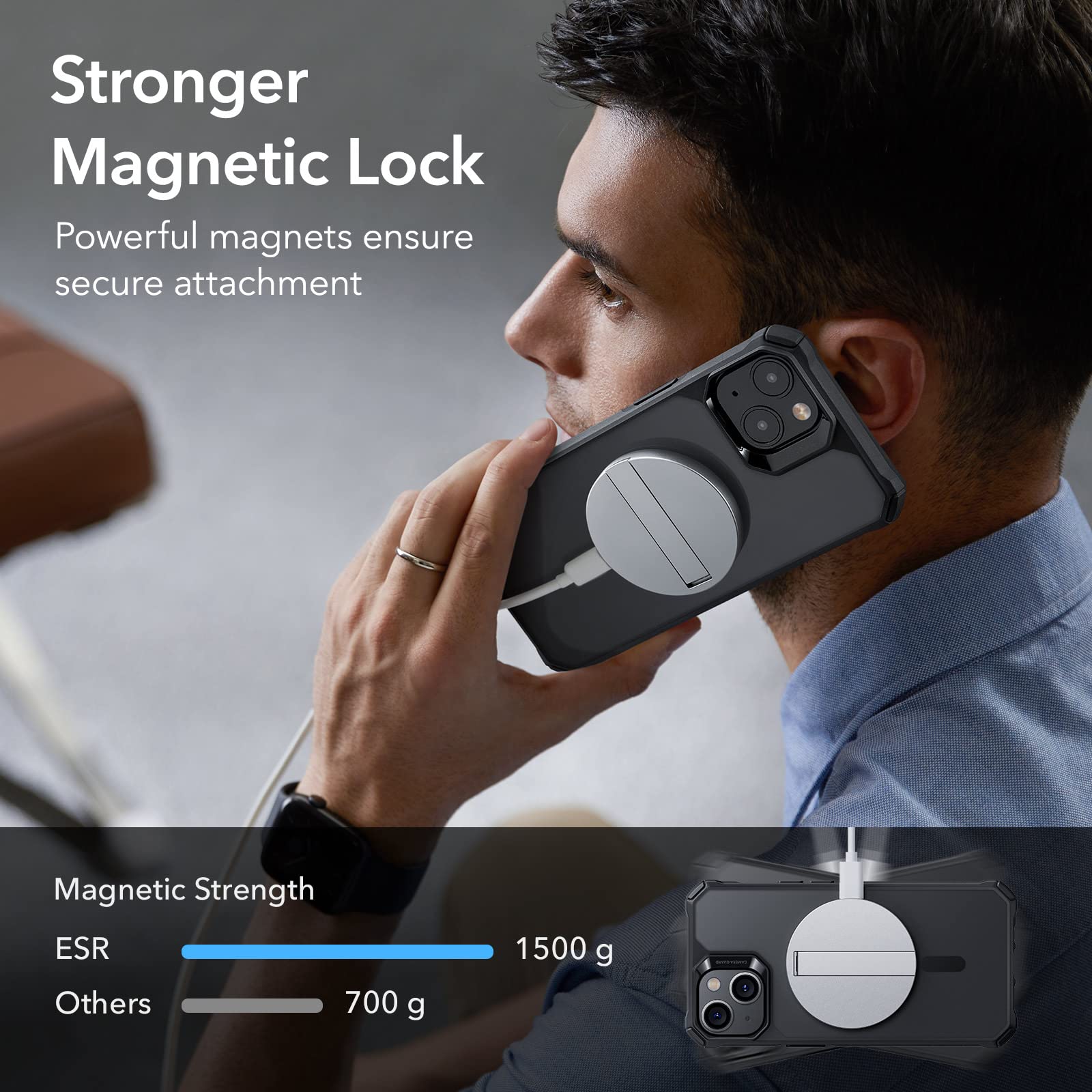 Foto 5 pulgar | Funda Magnética Esr Air Armor Para Iphone 14/13 Negra - Venta Internacional.