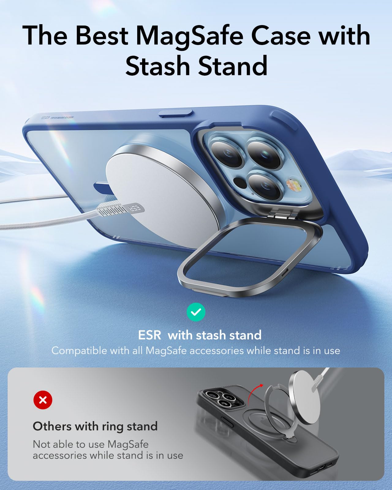 Foto 3 | Funda De Teléfono Esr Para Iphone 13 Pro Max Con Magsafe Clear Blue - Venta Internacional.