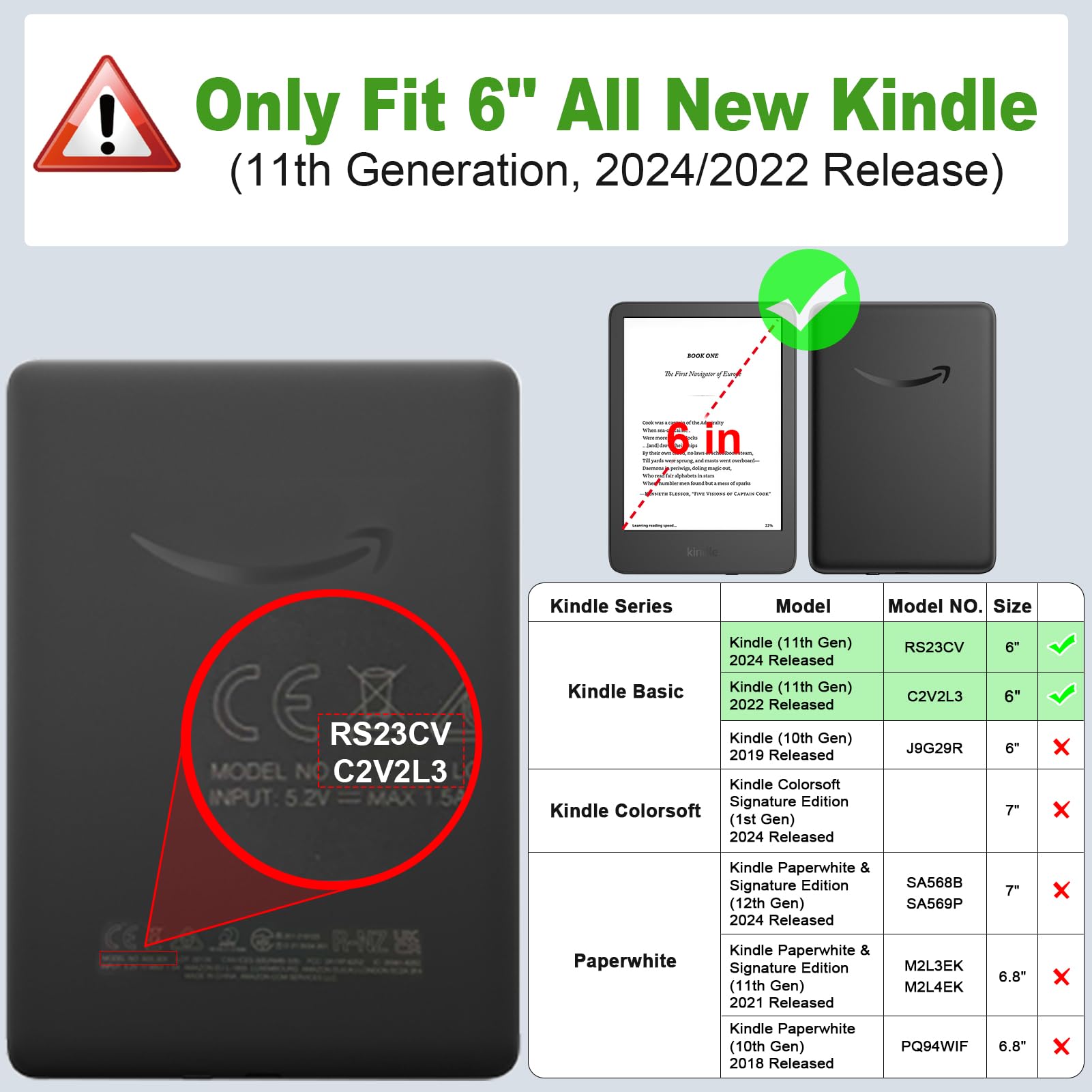 Foto 2 | Funda Fintie Slimshell Para Kindle 11.ª Generación 2024/2022 - Cuero - Venta Internacional.