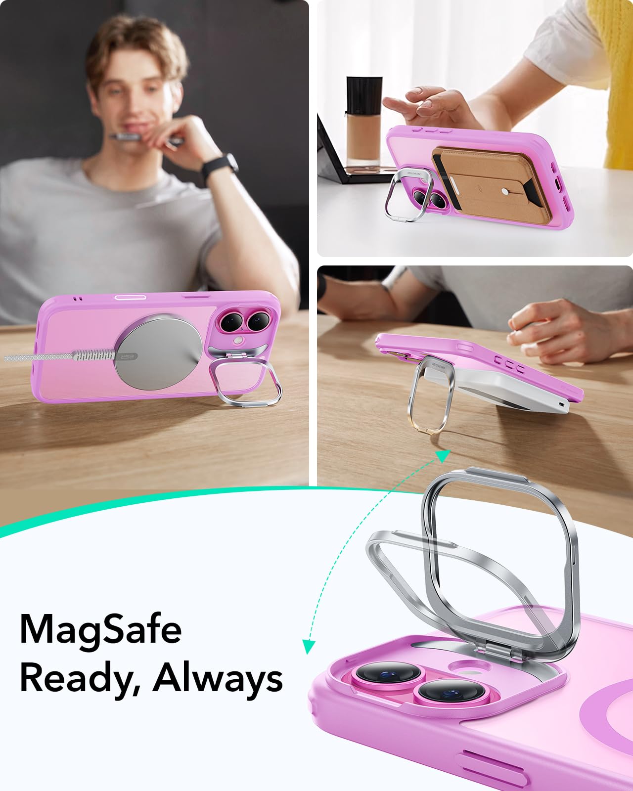 Foto 8 pulgar | Funda Esr Para Iphone 16 Con Control De Cámara Magsafe, Color Rosa - Venta Internacional.