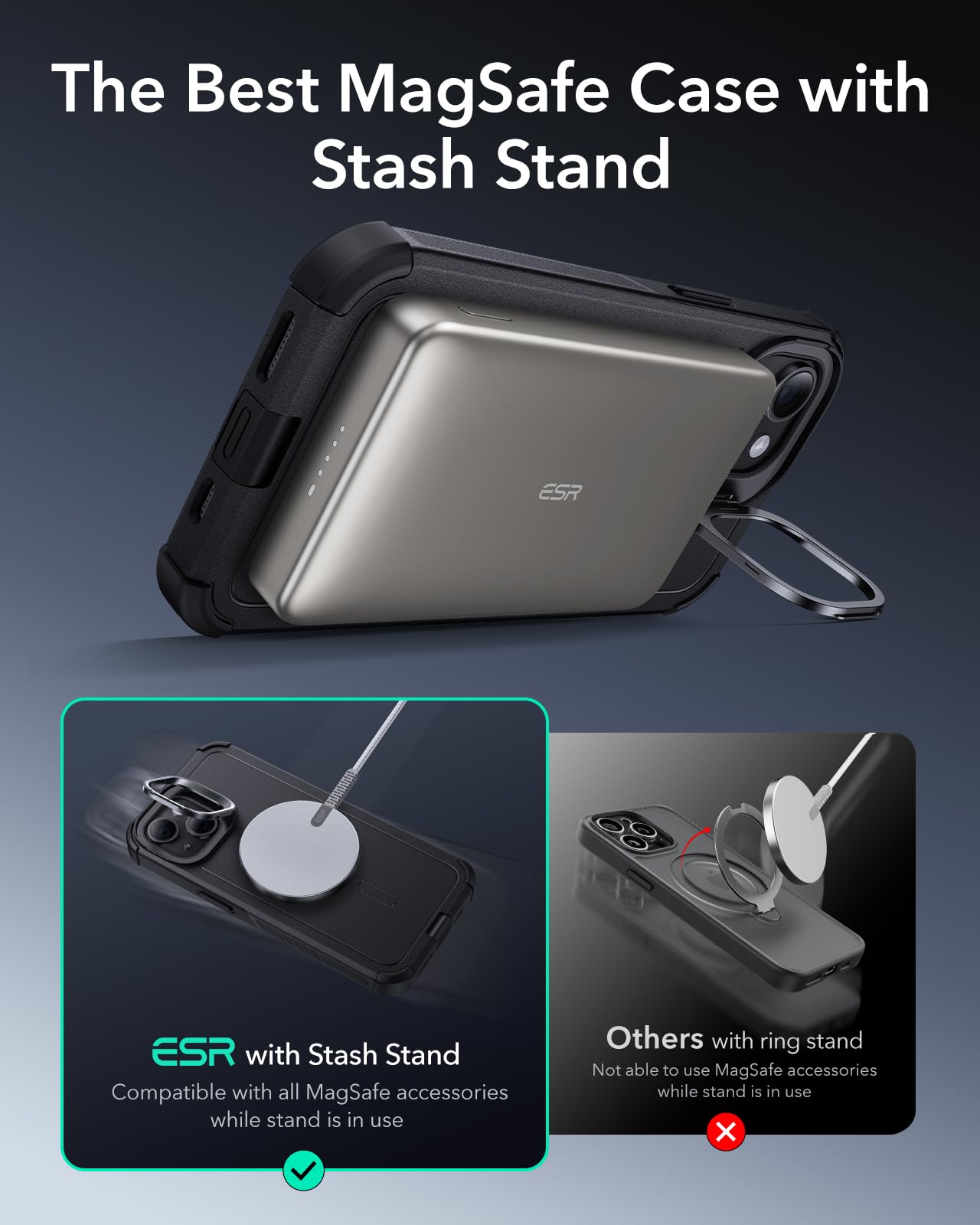 Foto 5 pulgar | Funda De Teléfono Esr Cyber Series Con Soporte Para Iphone 14/13 Negra - Venta Internacional.