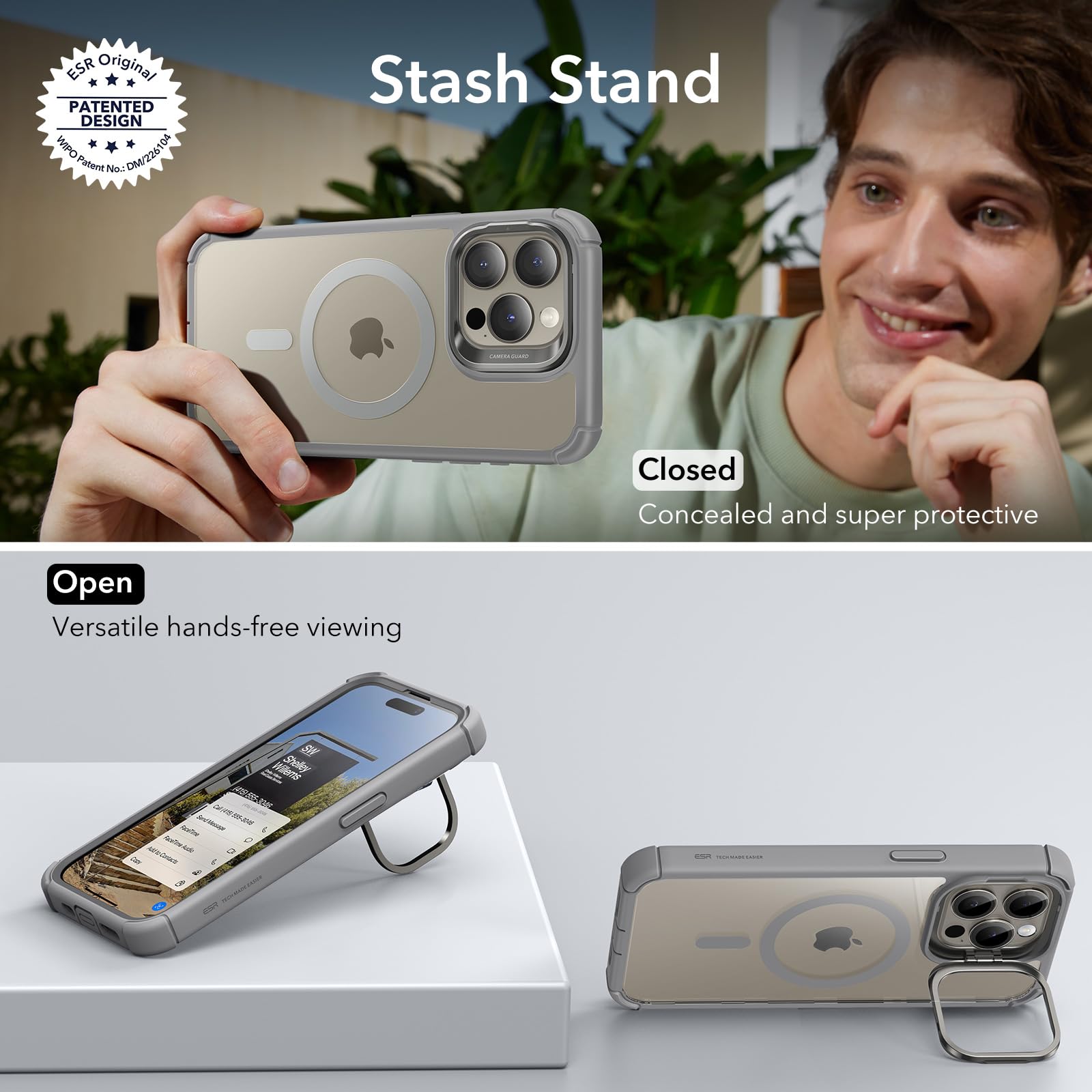 Foto 5 | Funda Esr Para Iphone 15 Pro Max Con Soporte Magsafe, Color Gris Transparente - Venta Internacional.