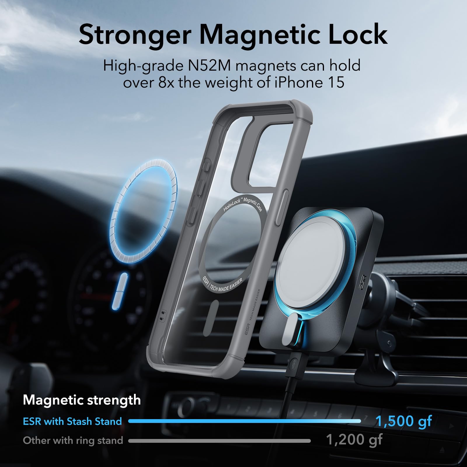 Foto 7 pulgar | Funda Esr Para Iphone 15 Pro Max Con Soporte Magsafe, Color Gris Transparente - Venta Internacional.
