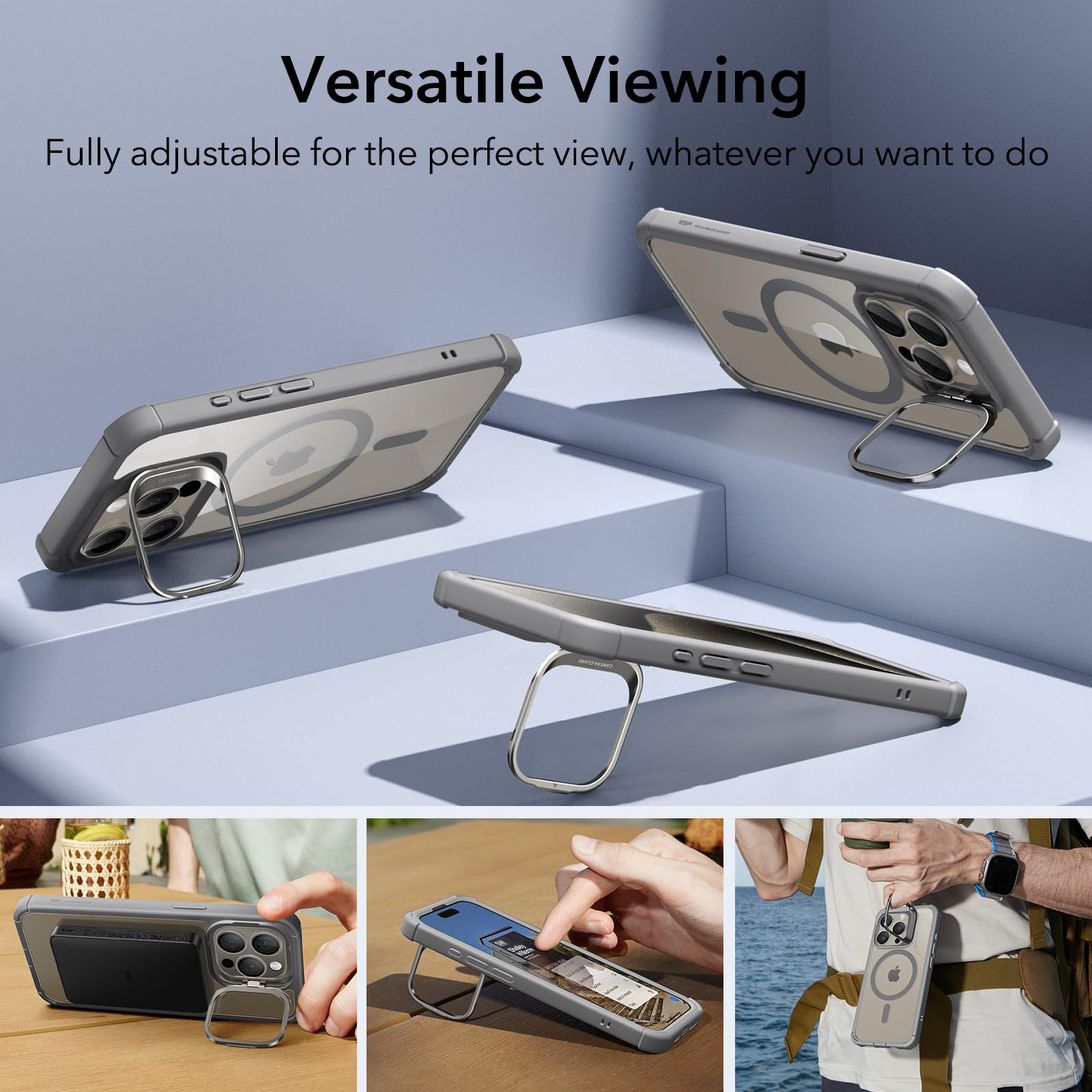 Foto 7 | Funda Esr Para Iphone 15 Pro Max Con Soporte Magsafe, Color Gris Transparente - Venta Internacional.