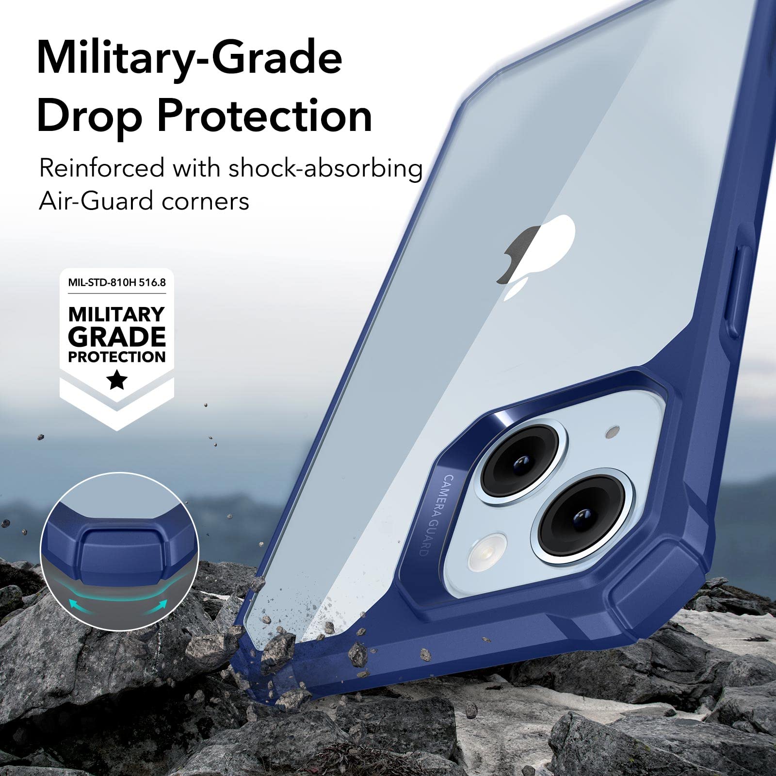 Foto 4 pulgar | Funda Esr Para Iphone 14/iphone 13 De Grado Militar, Azul Transparente - Venta Internacional.