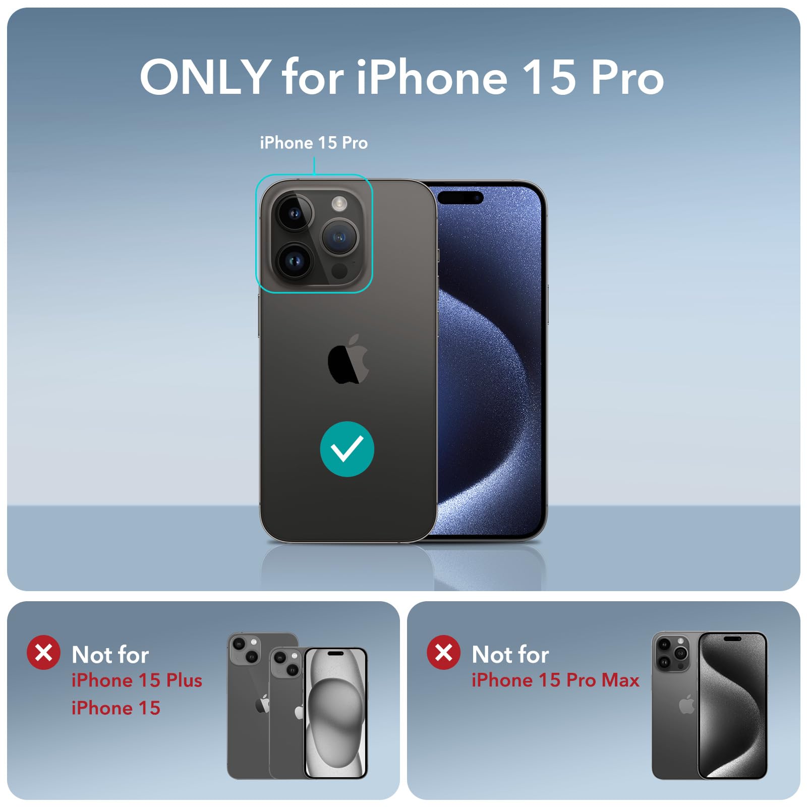 Foto 4 pulgar | Funda Esr Para Iphone 15 Pro Con 2 Protectores De Pantalla, Color Negro - Venta Internacional.