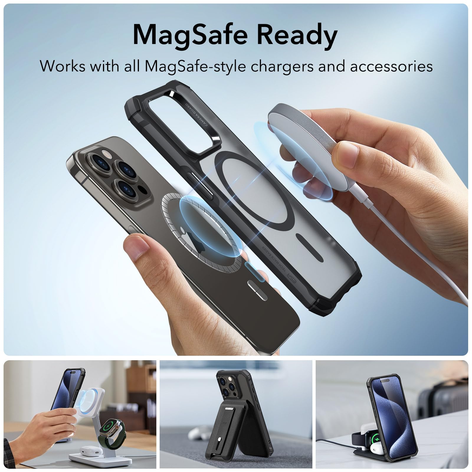 Foto 8 pulgar | Funda Esr Para Iphone 15 Pro Con 2 Protectores De Pantalla, Color Negro - Venta Internacional.