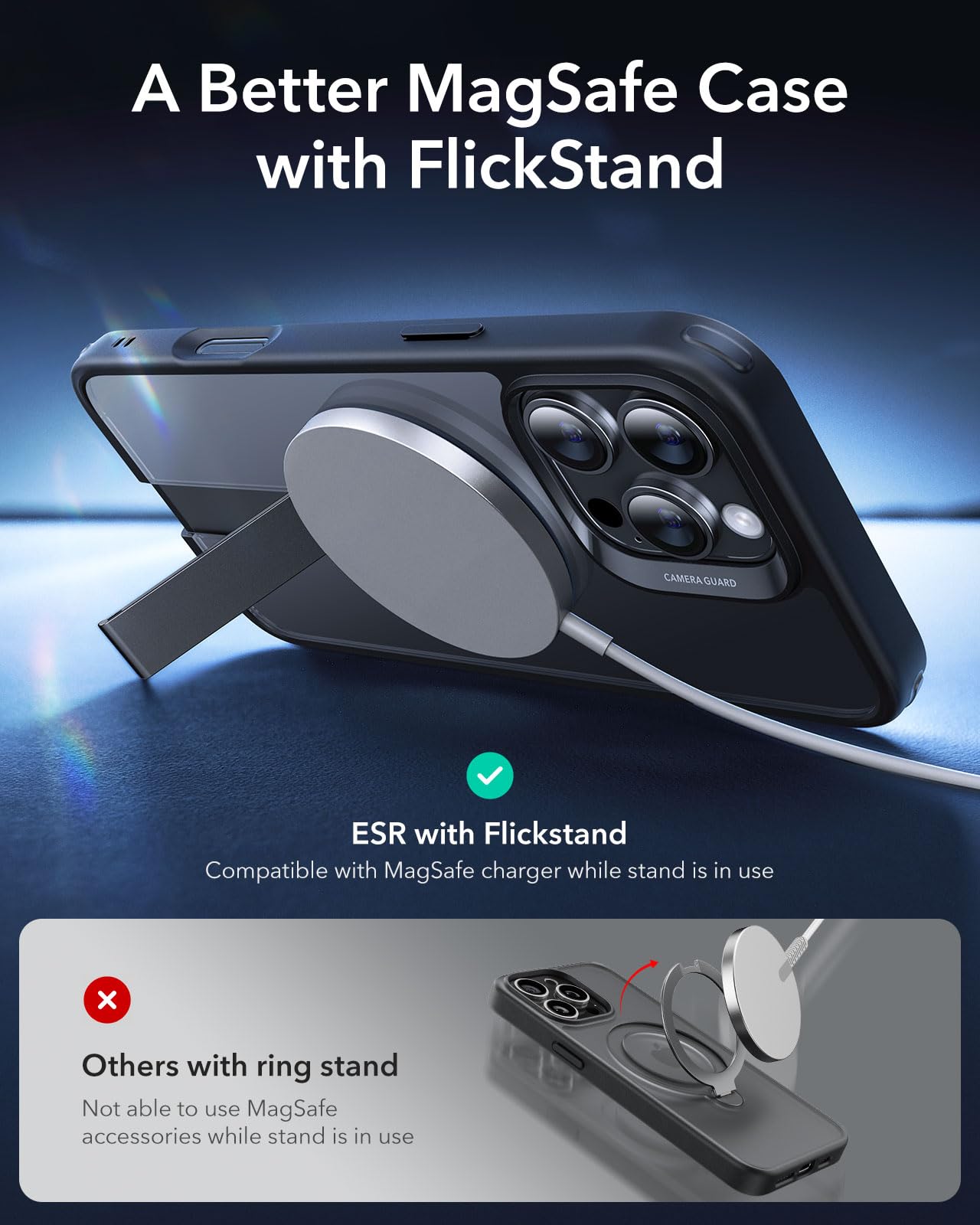 Foto 4 pulgar | Funda De Teléfono Esr Para Iphone 16 Pro Max Con Soporte Magsafe Clear - Venta Internacional.