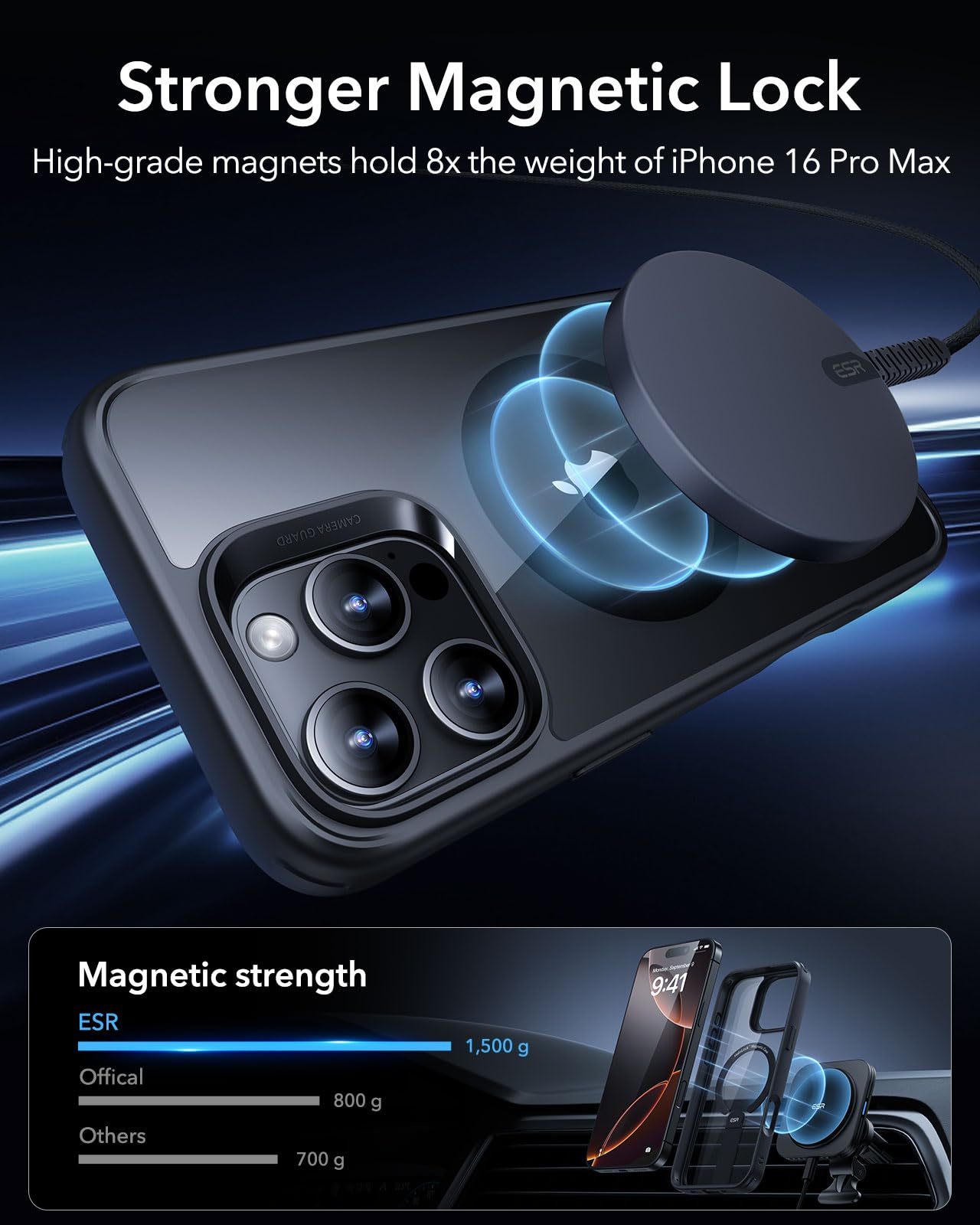 Foto 5 pulgar | Funda De Teléfono Esr Para Iphone 16 Pro Max Con Soporte Magsafe Clear - Venta Internacional.