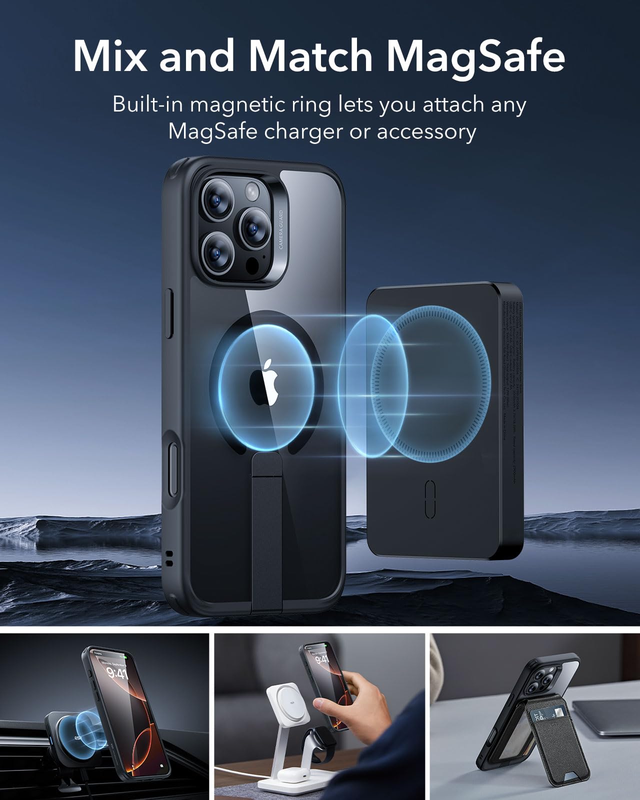 Foto 7 pulgar | Funda De Teléfono Esr Para Iphone 16 Pro Max Con Soporte Magsafe Clear - Venta Internacional.