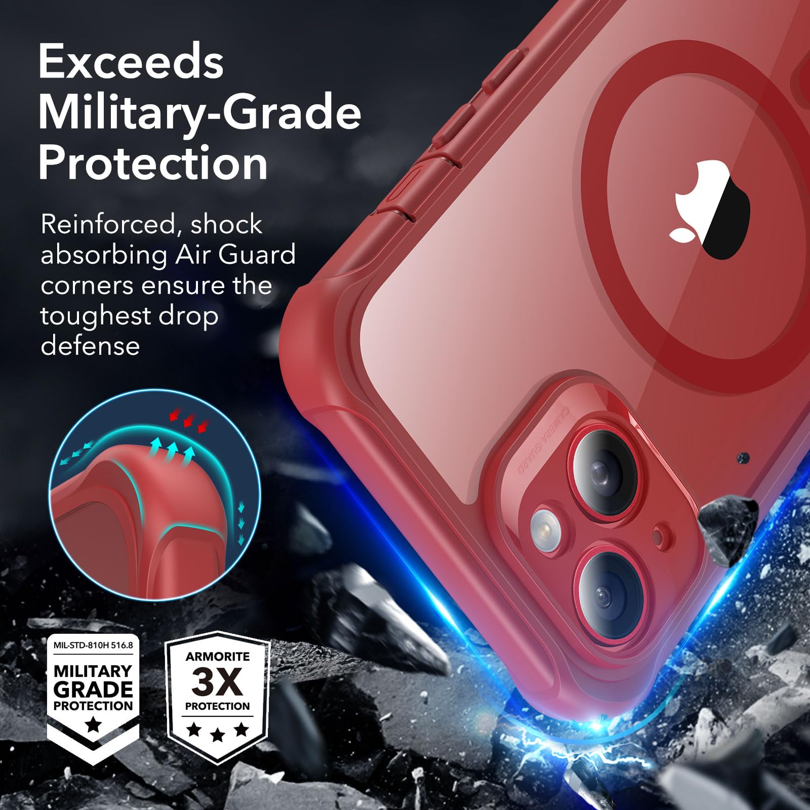 Foto 5 pulgar | Funda De Teléfono Esr Para Iphone 14 Con Vidrio Templado Rojo Transparente - Venta Internacional.