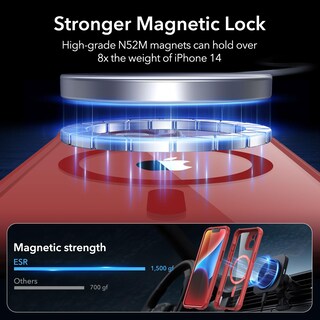 Foto 5 | Funda De Teléfono Esr Para Iphone 14 Con Vidrio Templado Rojo Transparente - Venta Internacional.