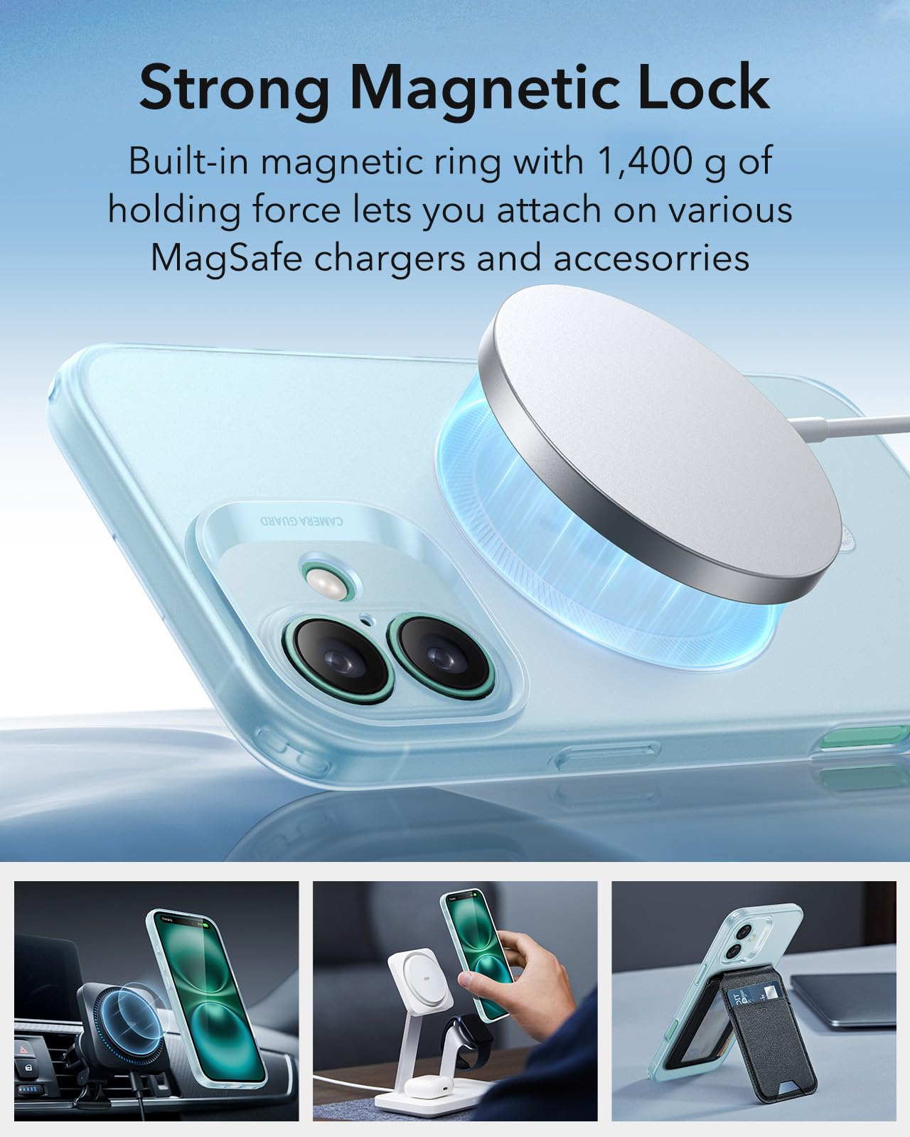 Foto 5 | Funda De Teléfono Esr Para Iphone 16, Compatible Con Magsafe, Frosted Bl - Venta Internacional.