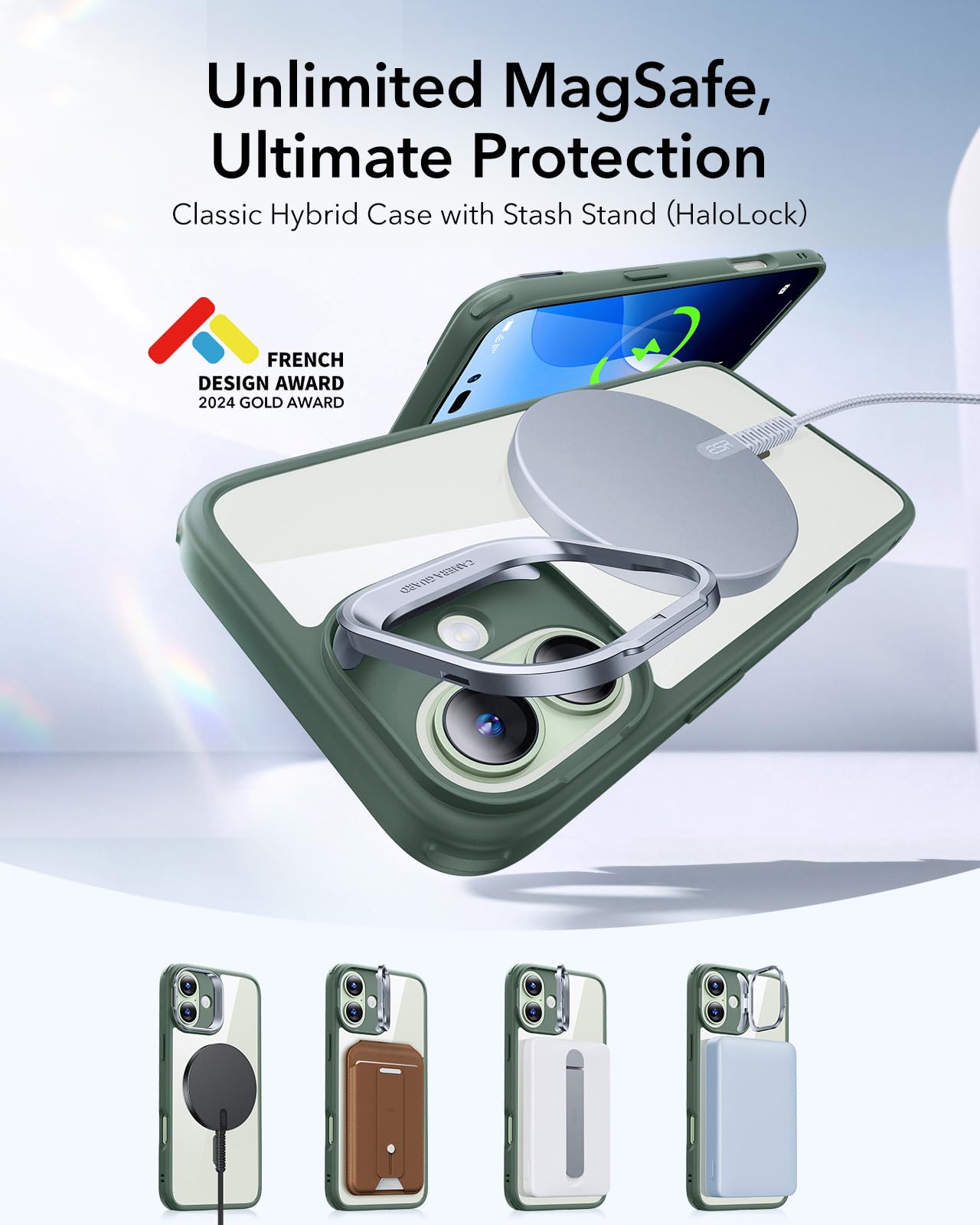 Foto 4 pulgar | Funda De Teléfono Esr Para Iphone 16 Plus Con Magsafe Clear Green - Venta Internacional.