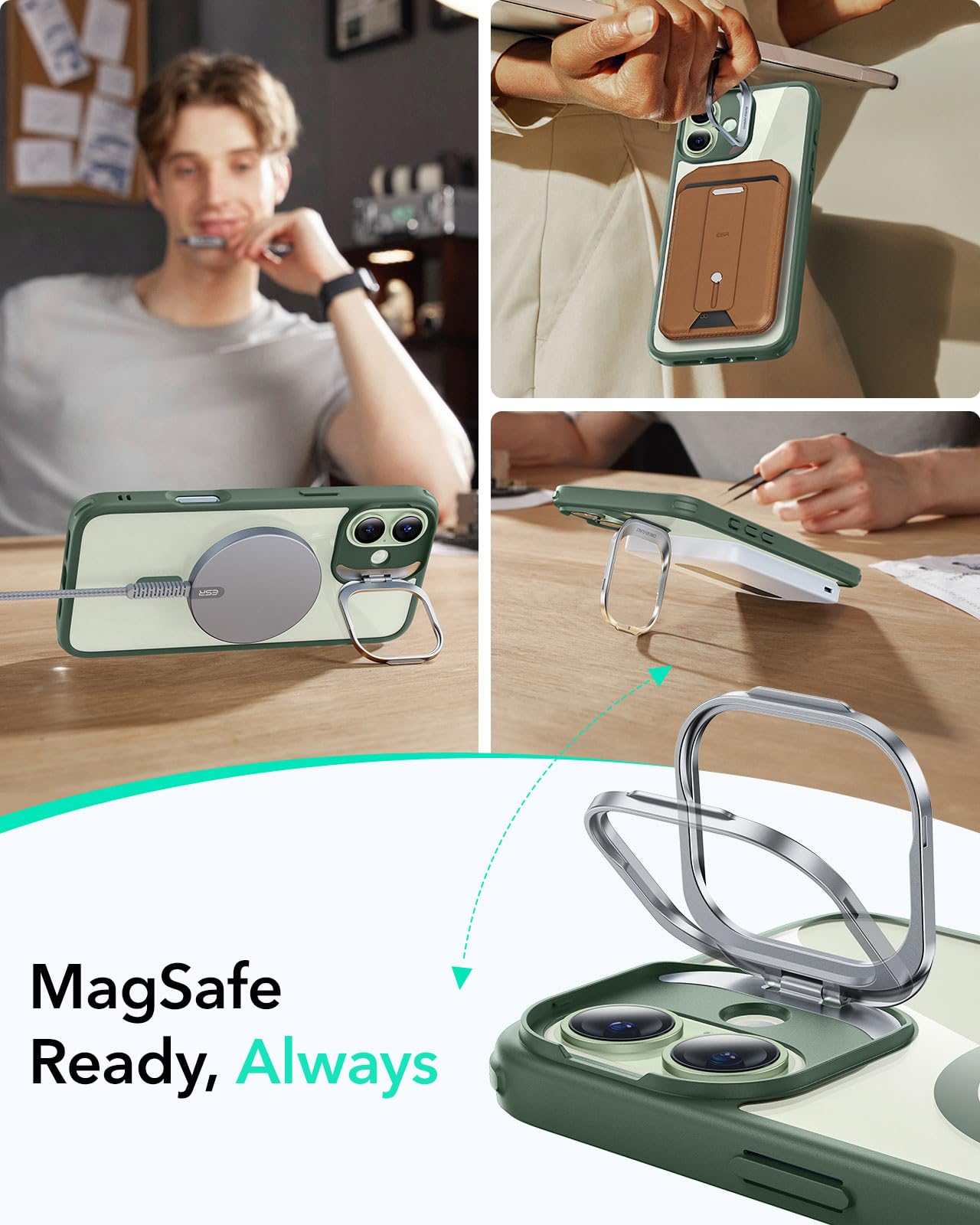 Foto 5 | Funda De Teléfono Esr Para Iphone 16 Plus Con Magsafe Clear Green - Venta Internacional.