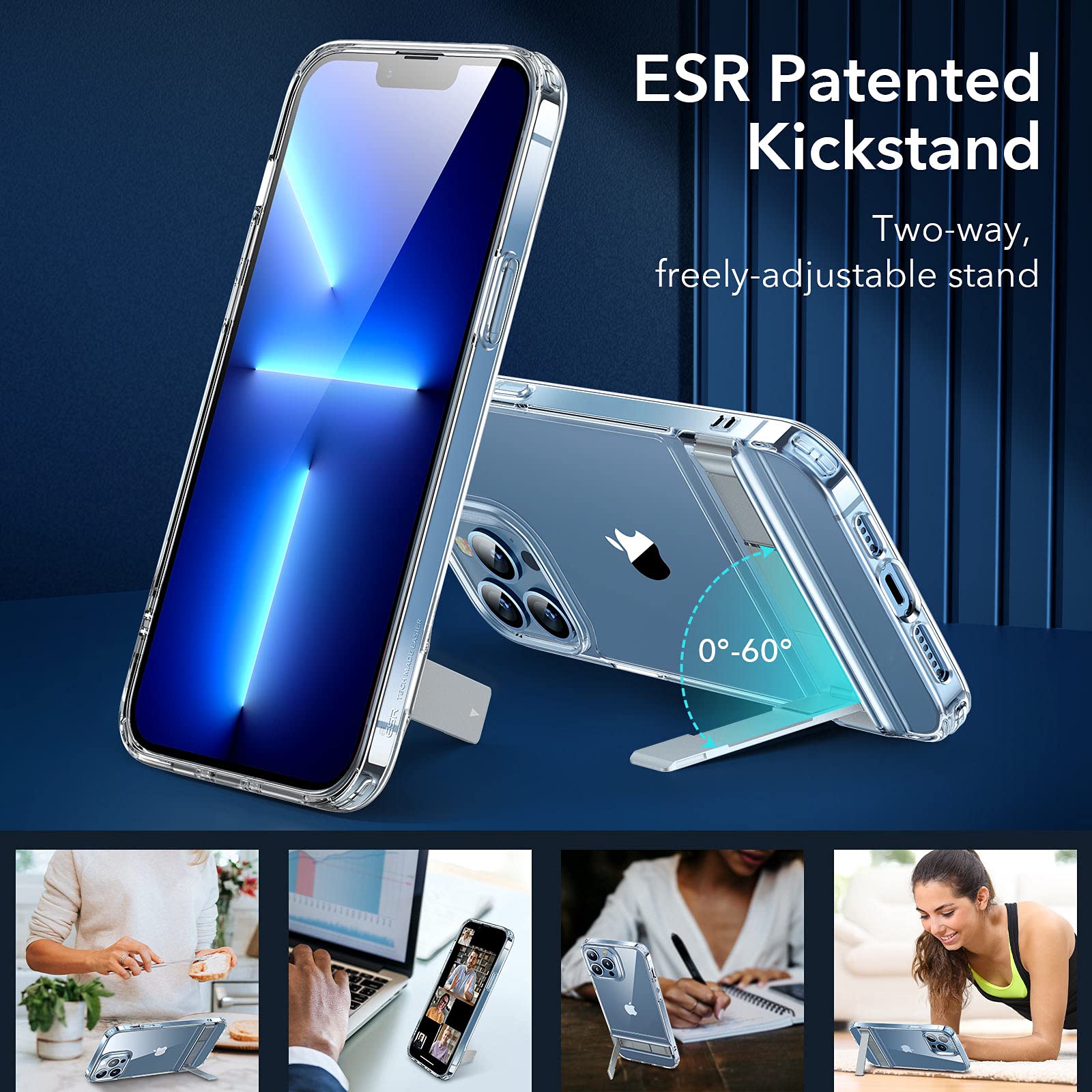 Foto 4 pulgar | Funda De Teléfono Esr Metal Kickstand Para Iphone 13 Pro Max Clear - Venta Internacional.