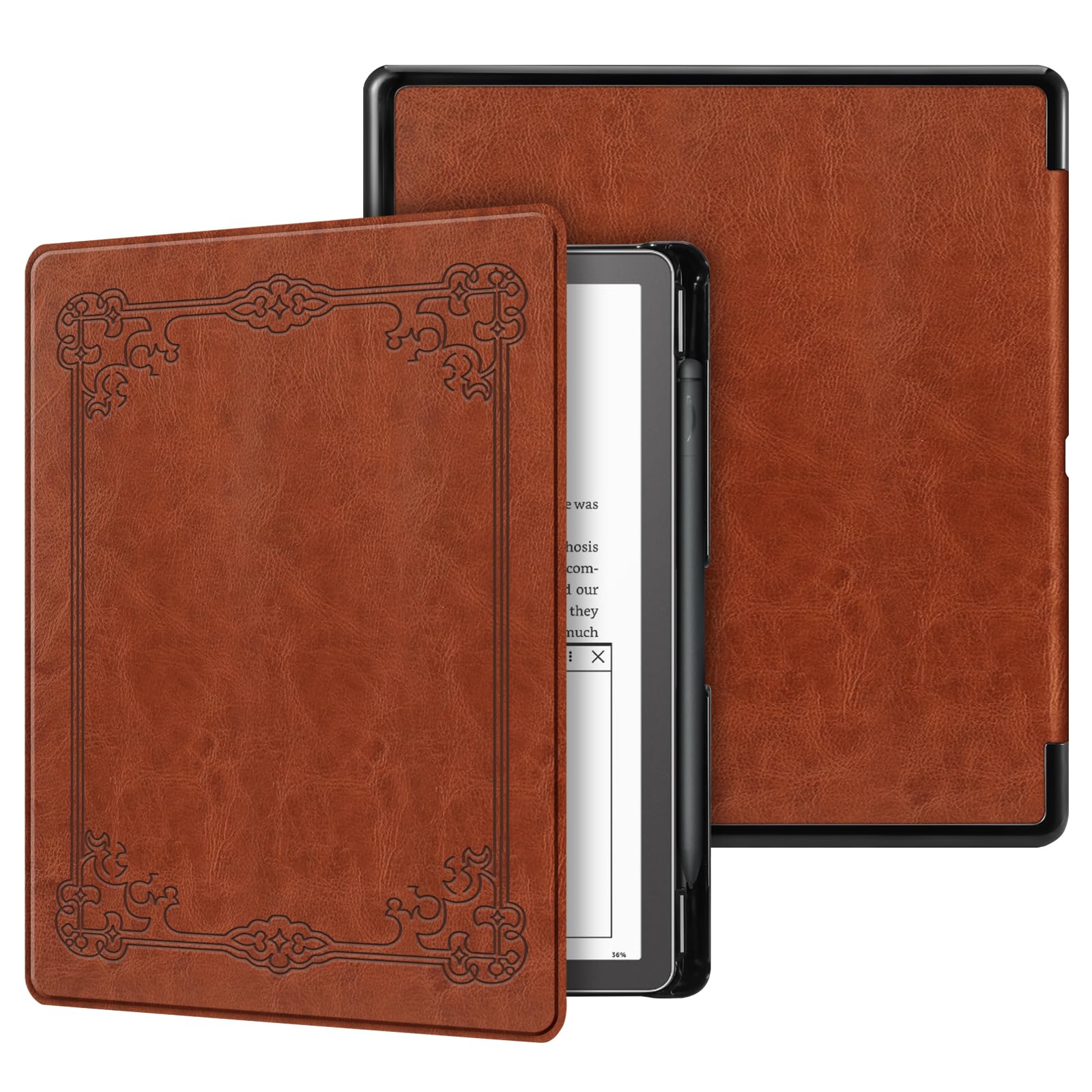 Funda Fintie Slim Para Kindle Scribe 10.2 Con Soporte Para Bolígrafos, Color Marrón - Venta Internacional.