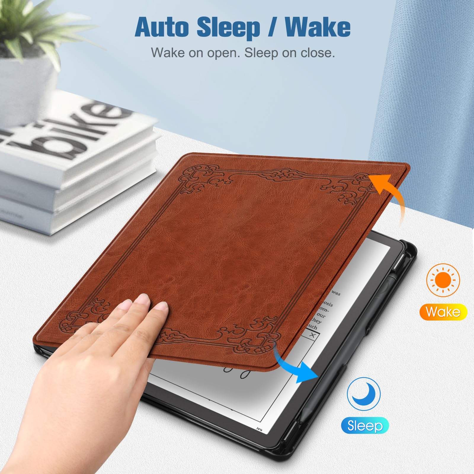 Foto 2 | Funda Fintie Slim Para Kindle Scribe 10.2 Con Soporte Para Bolígrafos, Color Marrón - Venta Internacional.