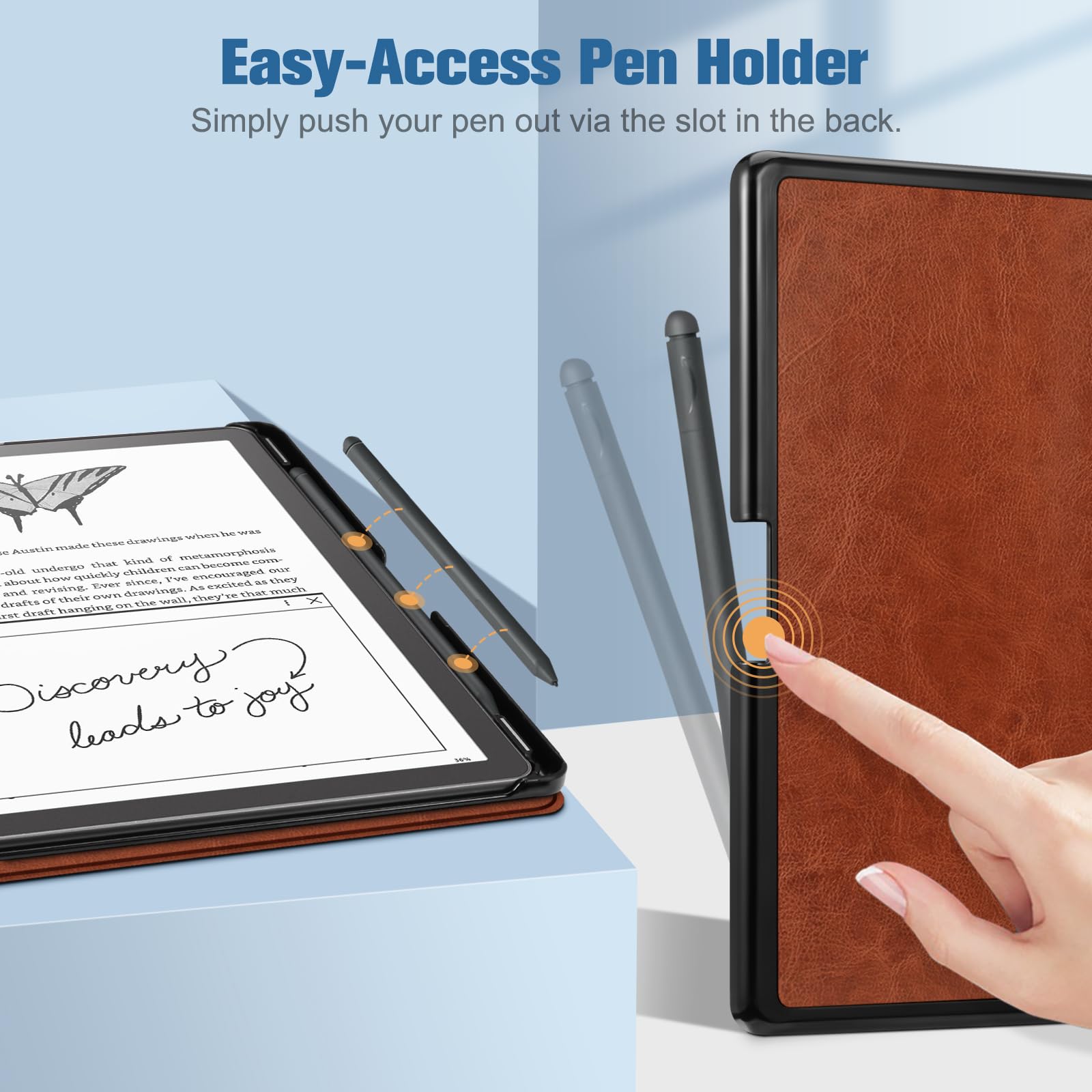 Foto 4 pulgar | Funda Fintie Slim Para Kindle Scribe 10.2 Con Soporte Para Bolígrafos, Color Marrón - Venta Internacional.