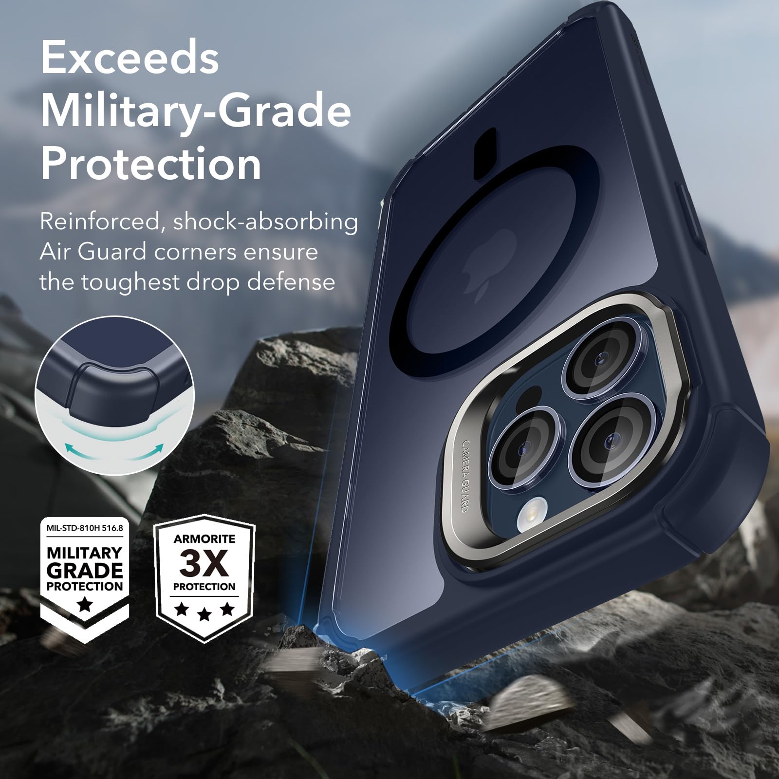 Foto 4 | Funda Esr Para Iphone 15 Pro Max Con Soporte Magsafe, Color Azul Transparente - Venta Internacional.