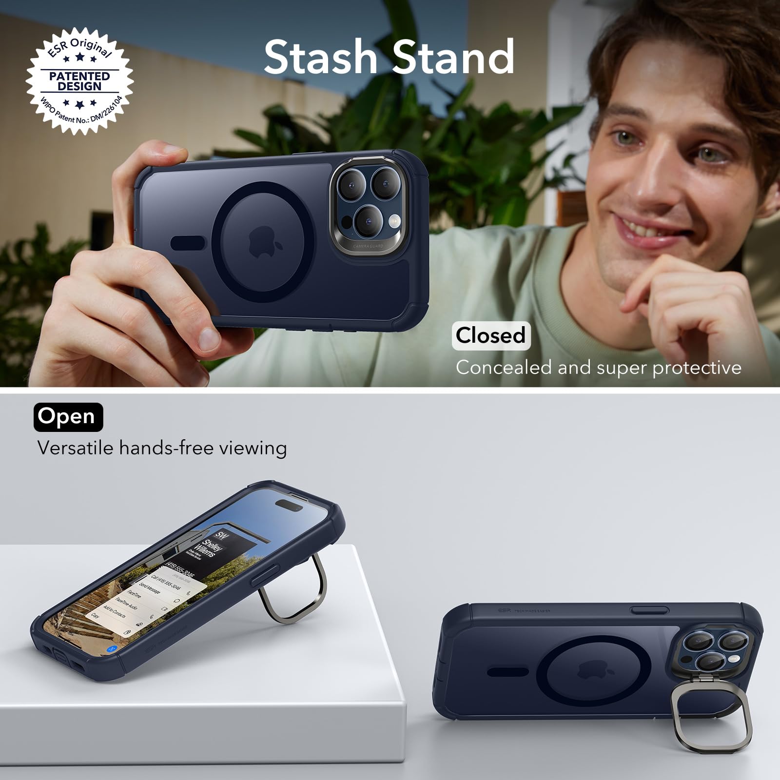Foto 5 | Funda Esr Para Iphone 15 Pro Max Con Soporte Magsafe, Color Azul Transparente - Venta Internacional.