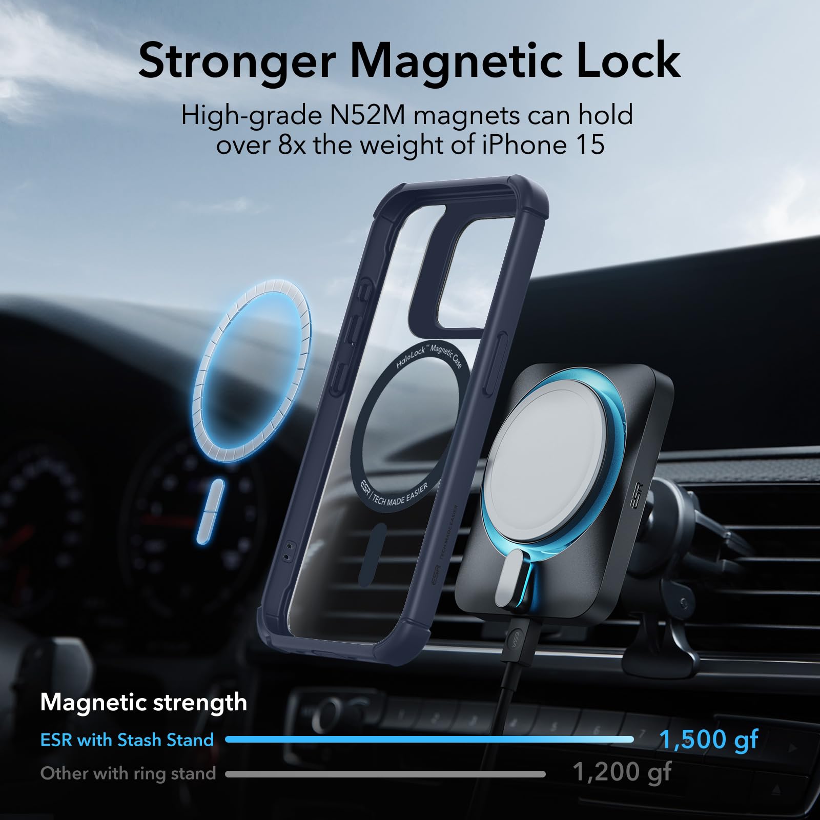 Foto 7 pulgar | Funda Esr Para Iphone 15 Pro Max Con Soporte Magsafe, Color Azul Transparente - Venta Internacional.