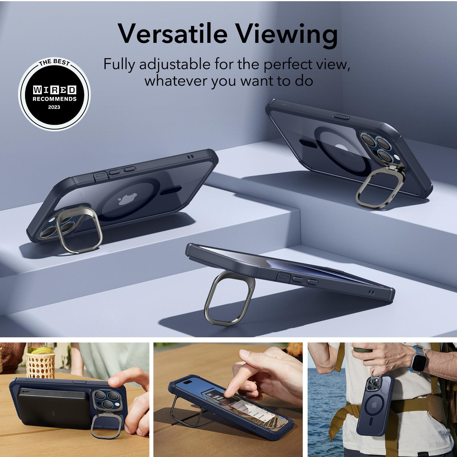 Foto 7 | Funda Esr Para Iphone 15 Pro Max Con Soporte Magsafe, Color Azul Transparente - Venta Internacional.