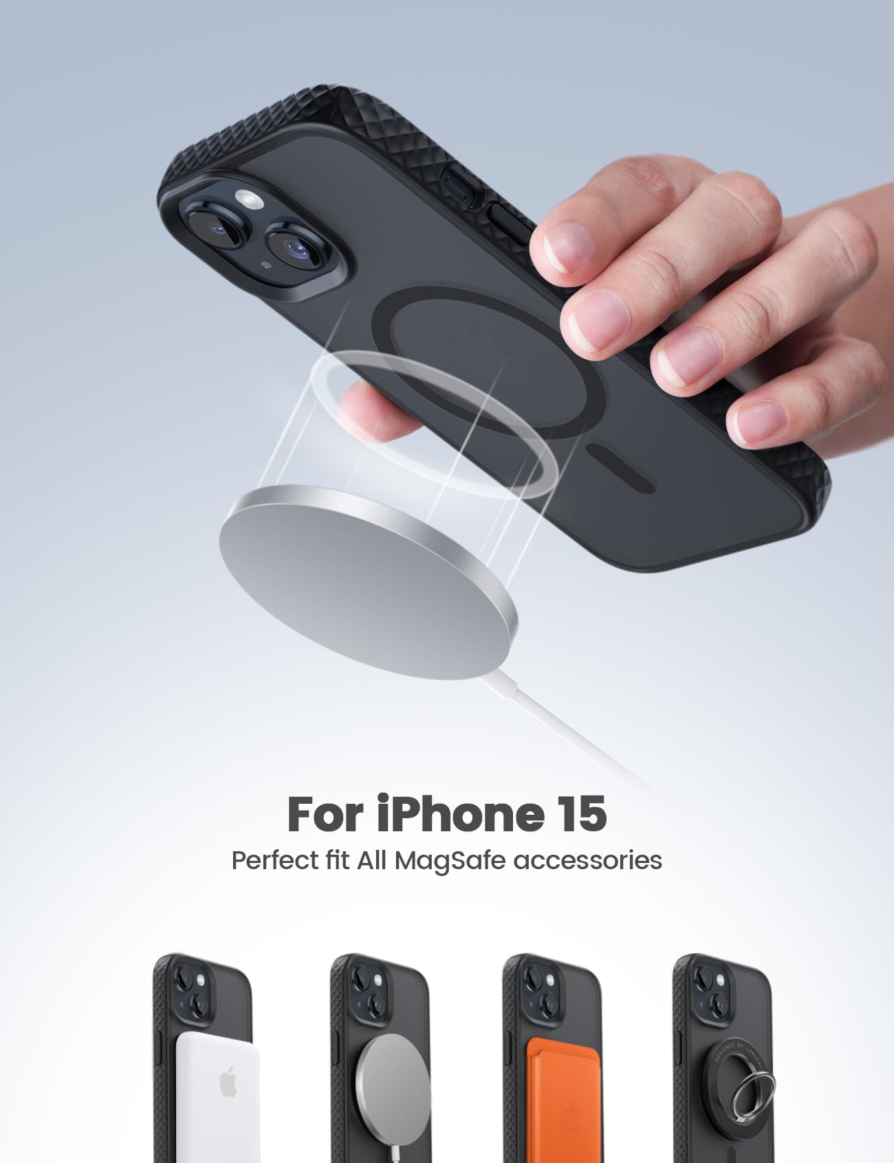 Foto 3 pulgar | Funda Magnética Lamicall Para Iphone 15 Con Magsafe Black - Venta Internacional.