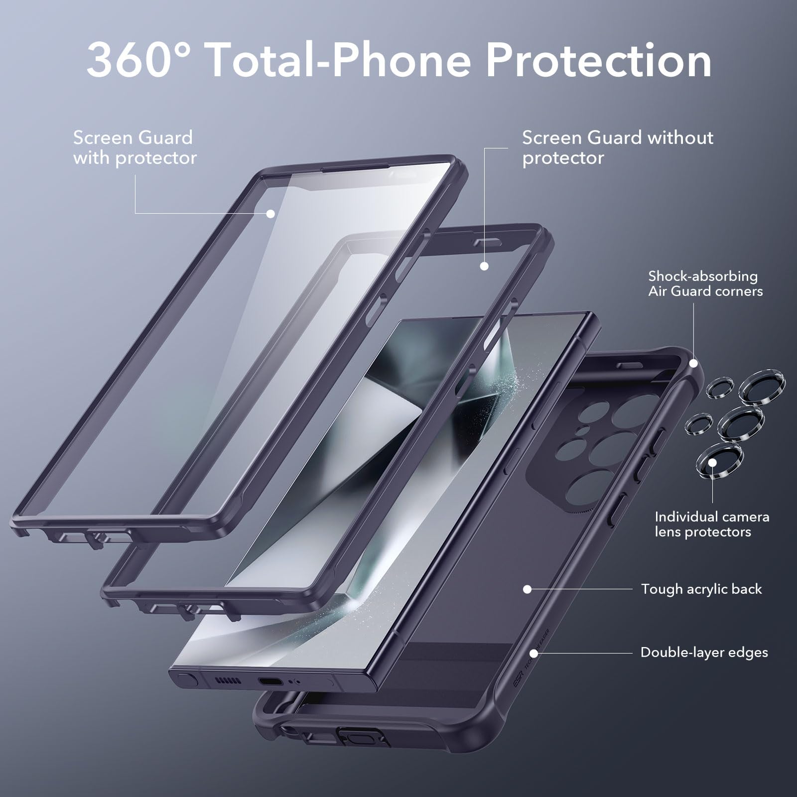 Foto 4 pulgar | Funda Esr Para Samsung Galaxy S24 Ultra Con Soporte Transparente, Color Morado - Venta Internacional.