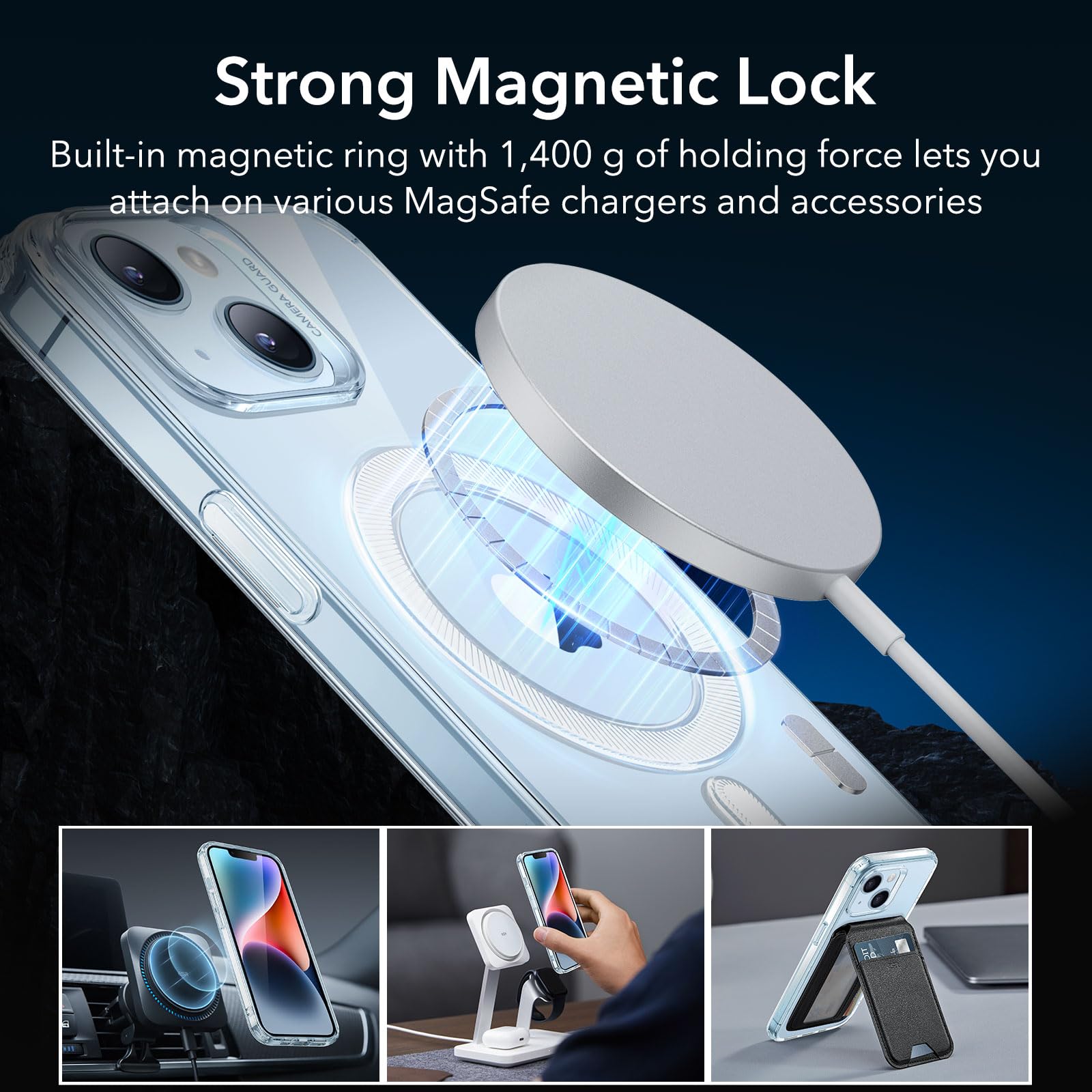 Foto 6 pulgar | Funda De Silicona Transparente Esr Para Iphone 14/13 Con Magsafe Blue - Venta Internacional.