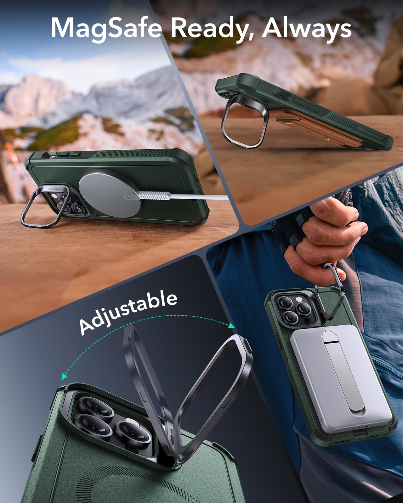 Foto 6 pulgar | Funda Esr Para Iphone 13 Pro Con Soporte De Uso Militar, Color Gris - Venta Internacional.