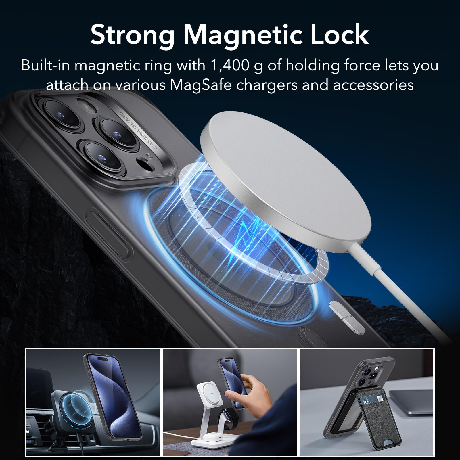 Foto 5 | Funda De Teléfono Esr Para Iphone 15 Pro Max Con Magsafe Frosted Black - Venta Internacional.