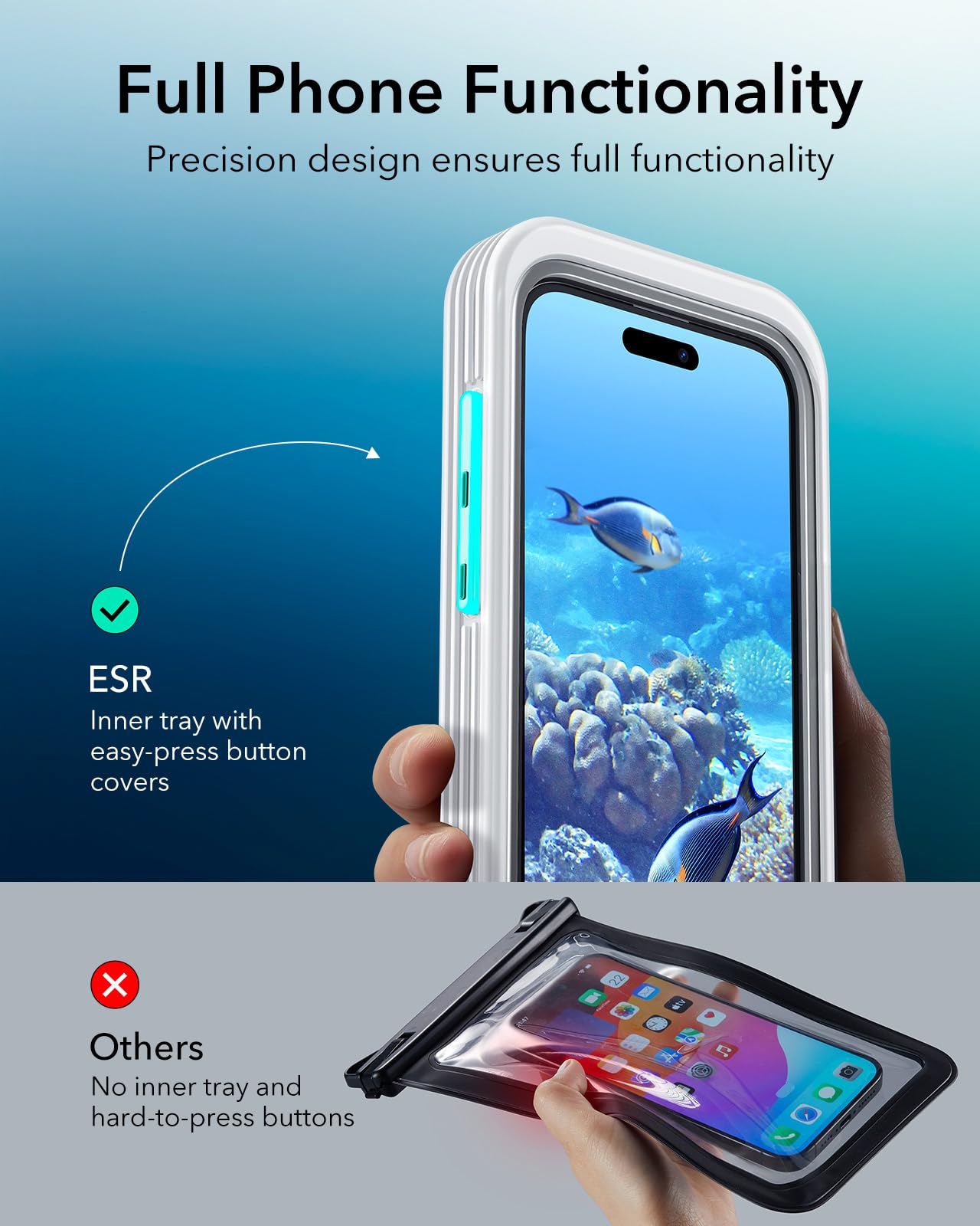 Foto 5 pulgar | Funda Impermeable Esr Para Iphone 13/14/15 Pro, Paquete De 2 - Venta Internacional.